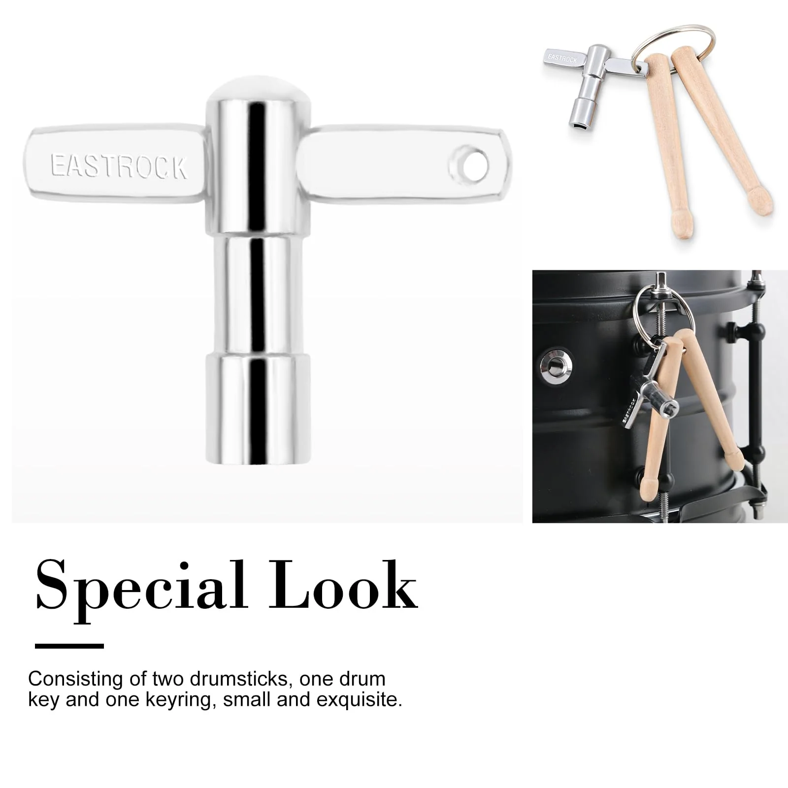 EASTROCK Mini Drumsticks Drum Key Keychain Percussion Tool - Image 5
