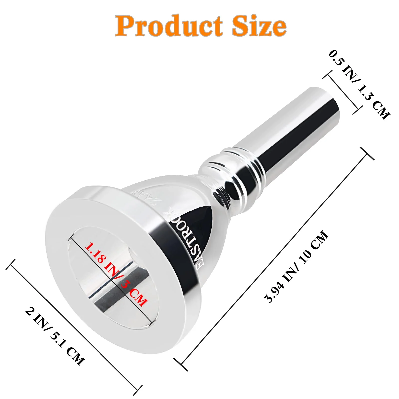 Eastrock Tuba Mouthpiece,Music Mouthpiece,Tuba Player Replacement Tuba Parts,Tuba Mouthpiece Accessories - Image 2