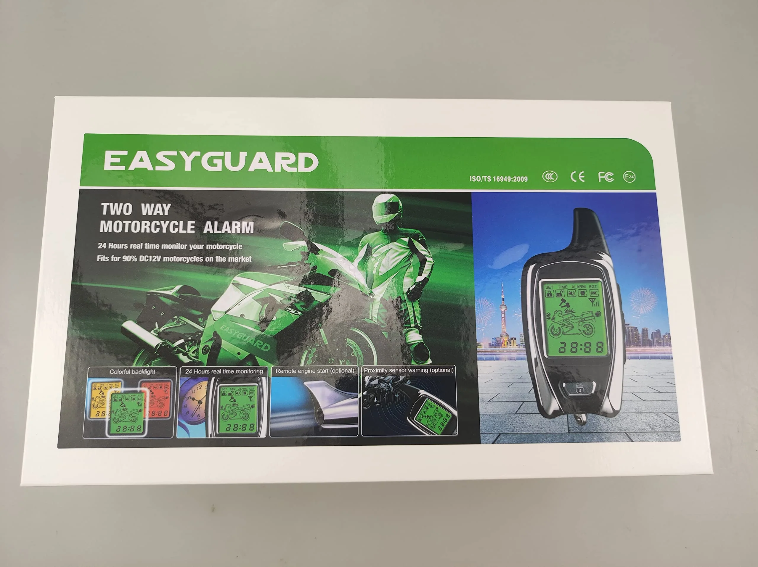 EASYGUARD EM211 2 Way Motorcycle Alarm System with Remote Start Starter Shock Sensor tilt Motion Sensor DC12V LCD Display - Image 10