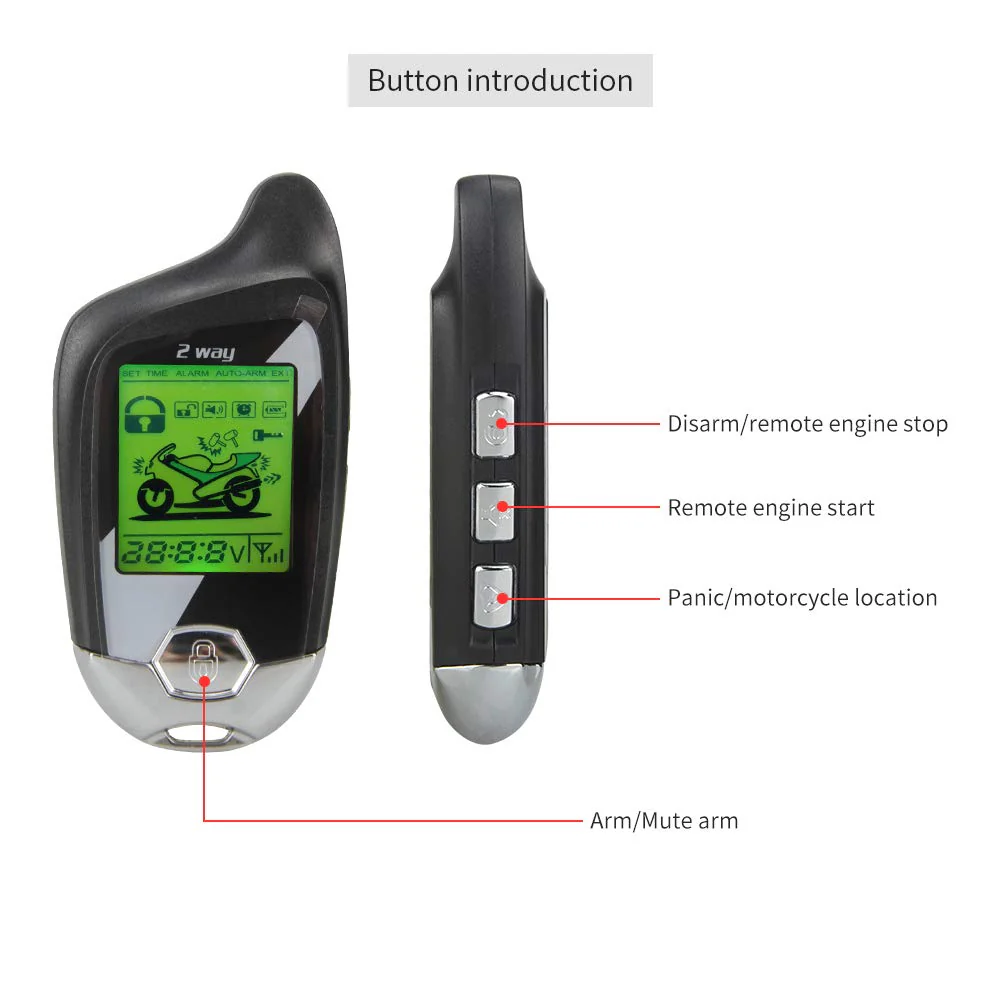 EASYGUARD EM211 2 Way Motorcycle Alarm System with Remote Start Starter Shock Sensor tilt Motion Sensor DC12V LCD Display - Image 3