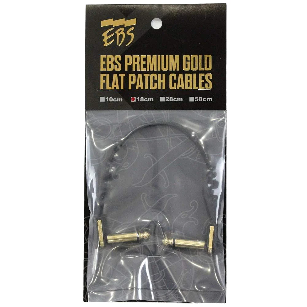 EBS PG-18 Gold Flat Patch Cable - 18 Centimeter, Angle-Angle 18cm Single Item