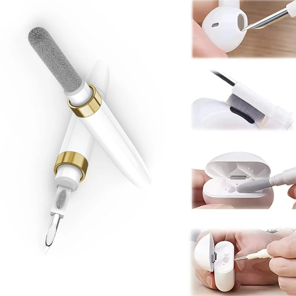 ECP4in1 for Airpod Cleaner Kit Equipped with a Flocked Sponge a Metal Pen Tip 2 High-Density Brush Easy Clean Hard-to-Touch Place Earbud Cleaning Kit Tool for Airpods Pro 1 2 3 -Gold Gold - Image 2