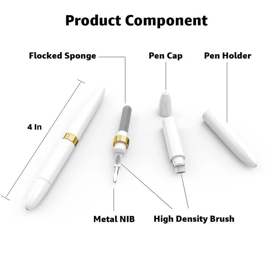 ECP4in1 for Airpod Cleaner Kit Equipped with a Flocked Sponge a Metal Pen Tip 2 High-Density Brush Easy Clean Hard-to-Touch Place Earbud Cleaning Kit Tool for Airpods Pro 1 2 3 -Gold Gold - Image 6