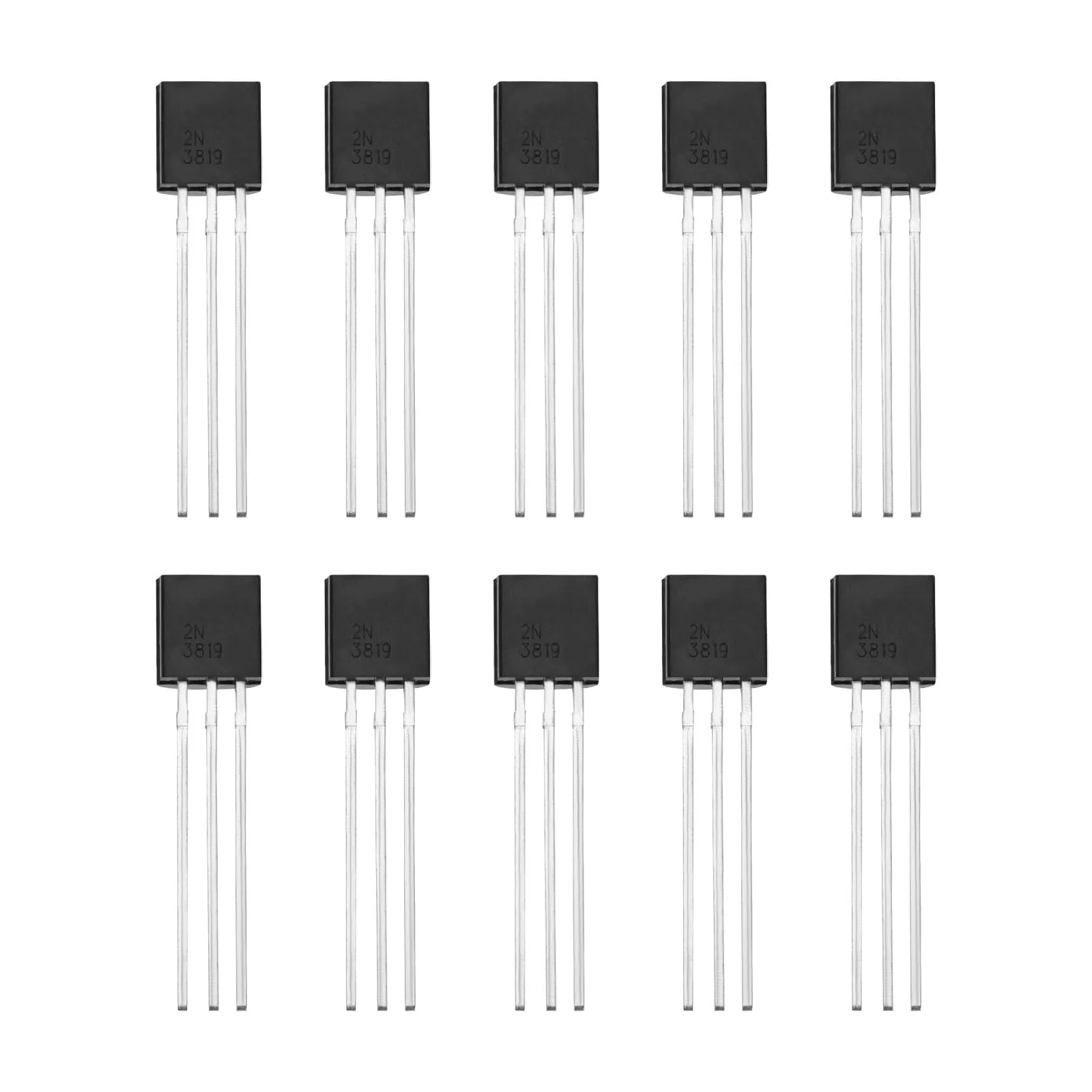 ECSiNG 10pcs N Channel J-FET Transistors DC 25V 100MA 2N3819 J-FET Transistors TO-92 FET Transistors for RF Based Audio Equipment Mixer Applications