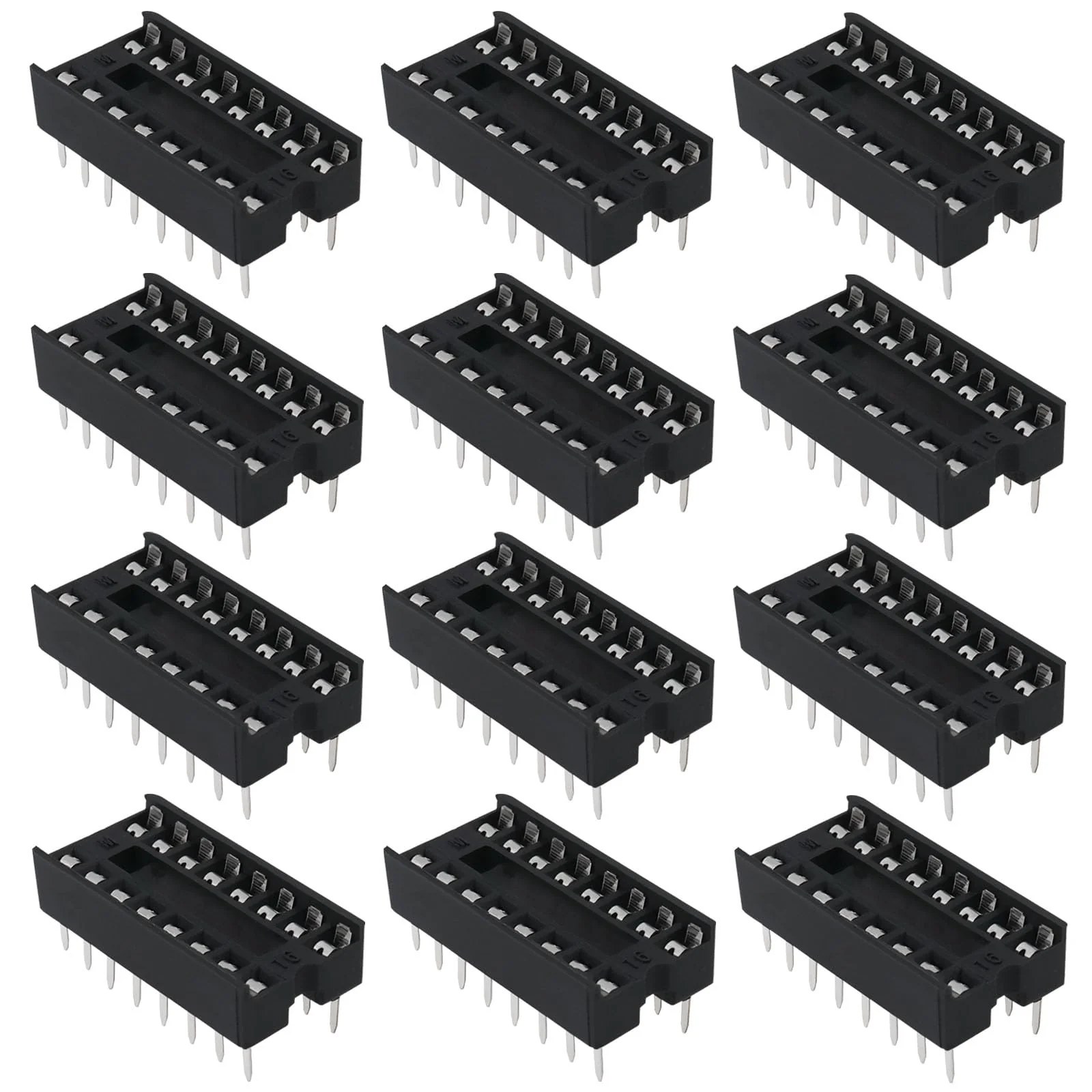 ECSiNG Pack of 50 16-Pin DIP-IC Sockets, 2.54 mm, Pitch Chip Socket Soldering Adapter for Digital and Analogue Circuits, Computer and Electronic Development Board, 20 x 10 mm 16-polig, 20 x 10 mm