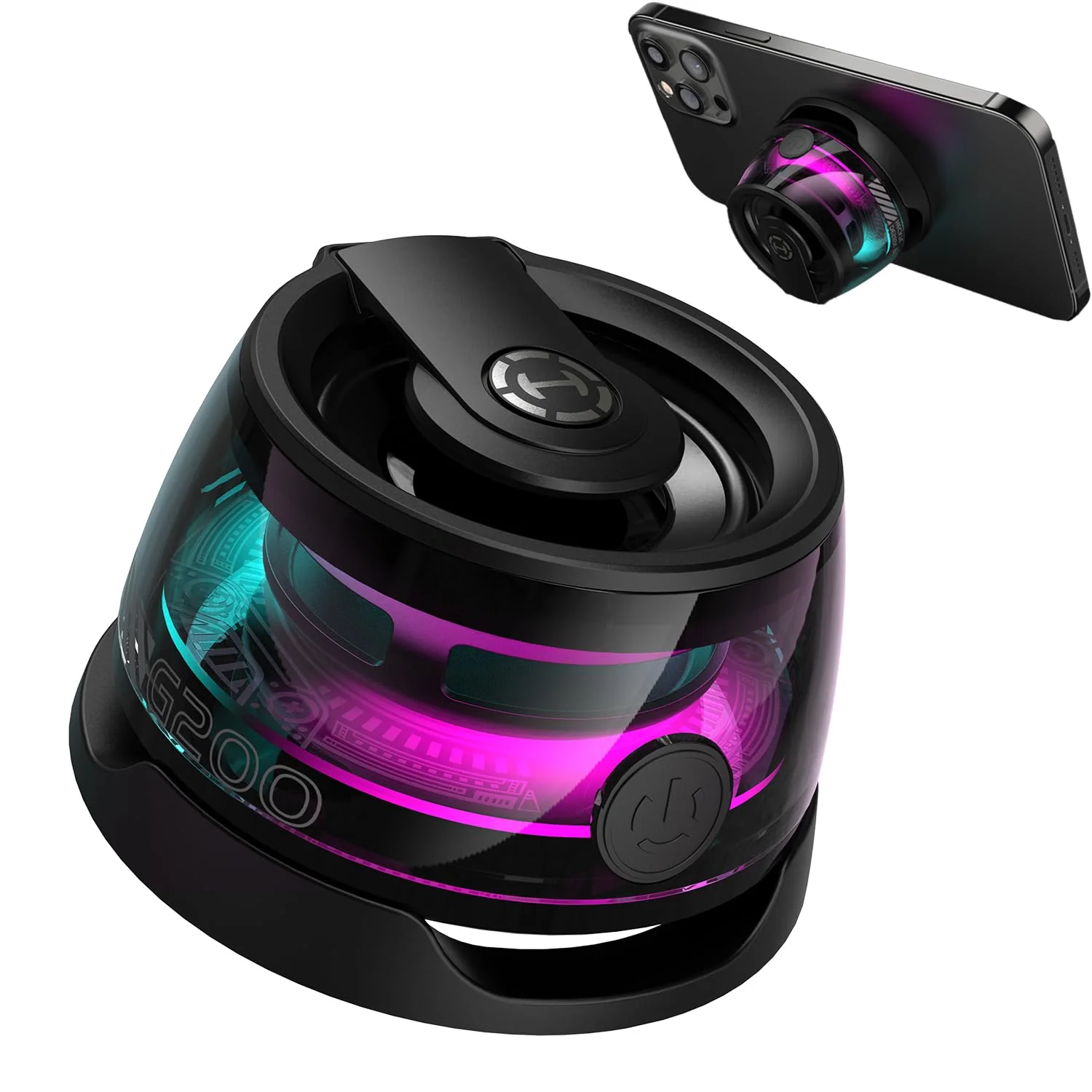 Edifier G200 Magnetic Bluetooth Speaker - Gift Ideas - Multifunctional Cell Phone Stand Wireless Speaker with Strong Magnet for iPhone/Android/Fridge/Workbench/Pole/Car/Bike/Golf Cart & Anything Metal Black