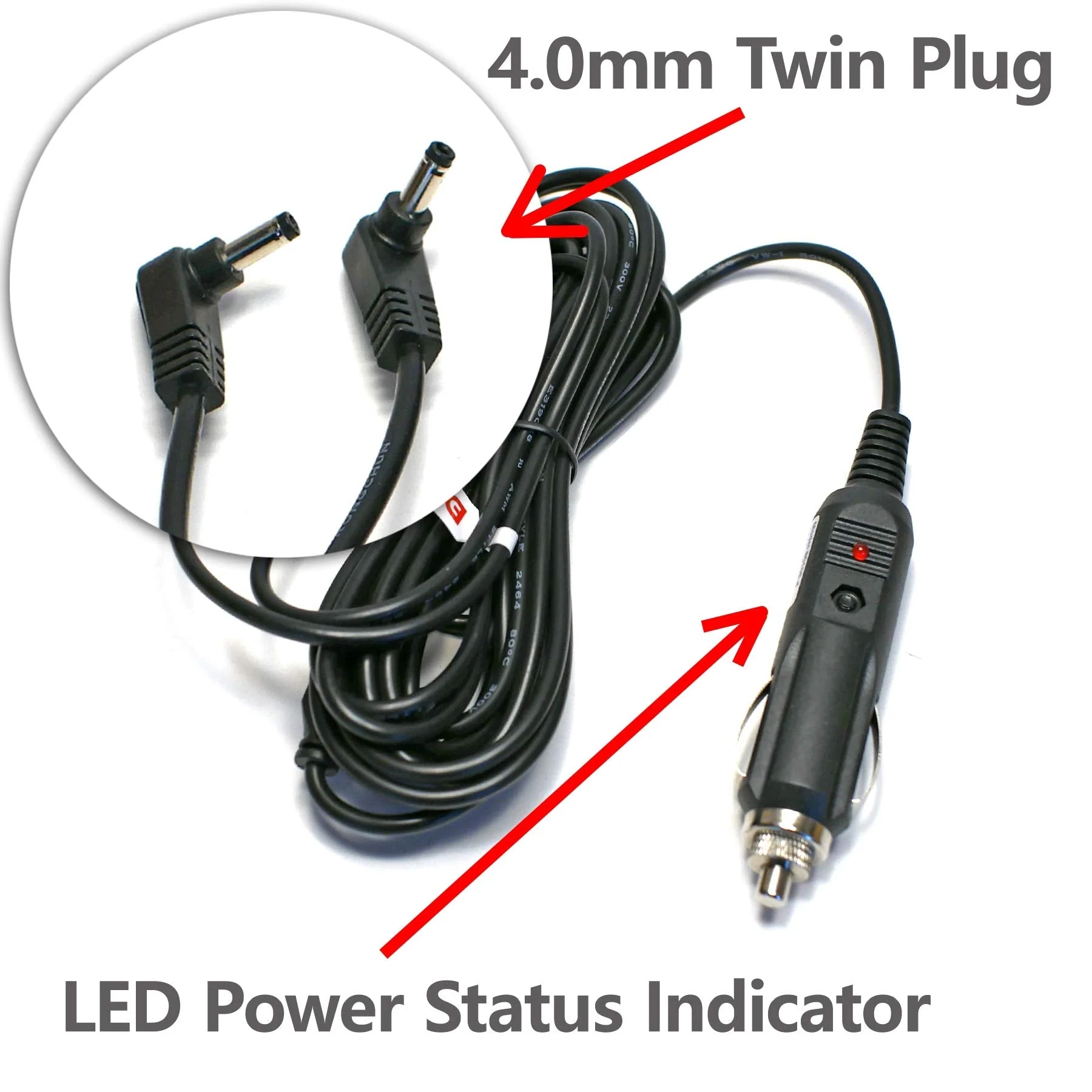 EDO Tech 11' Long Dc Vehicle Adapter Car Charger Power Cord for All Sylvania Insignia 7" 9" 11" Dual Screen Portable DVD Player - Image 3