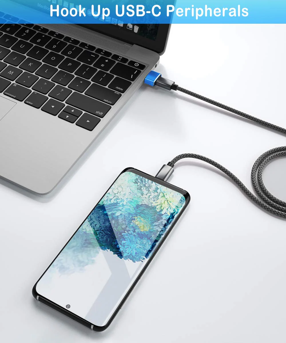 Elebase USB to USB C Adapter 4 Pack,Type C Female to USB A Male Charger Connector for Apple iPhone 16 15 14 13,iWatch 10,iPad 8 8th 9 9th 10th Air 4th 5 Mini 6 Generation,Samsung Galaxy Z Flip S24 S23 Blue - Image 2