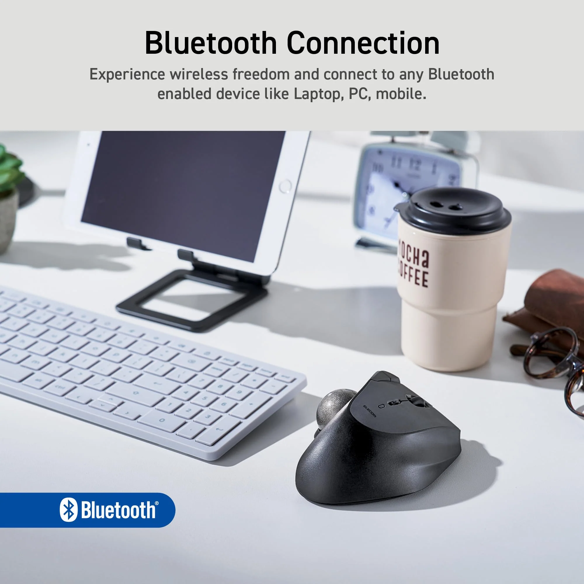 ELECOM Ergonomic Comfort Design Trackball IST Bluetooth 5.3, Super-Smooth Tracking with Roller Ball Bearing, 36mm Ball, Thumb control, Compatible for Windows, PC, Mac, iPadOS, and Android (M-IT11BRBK) Black - Image 9