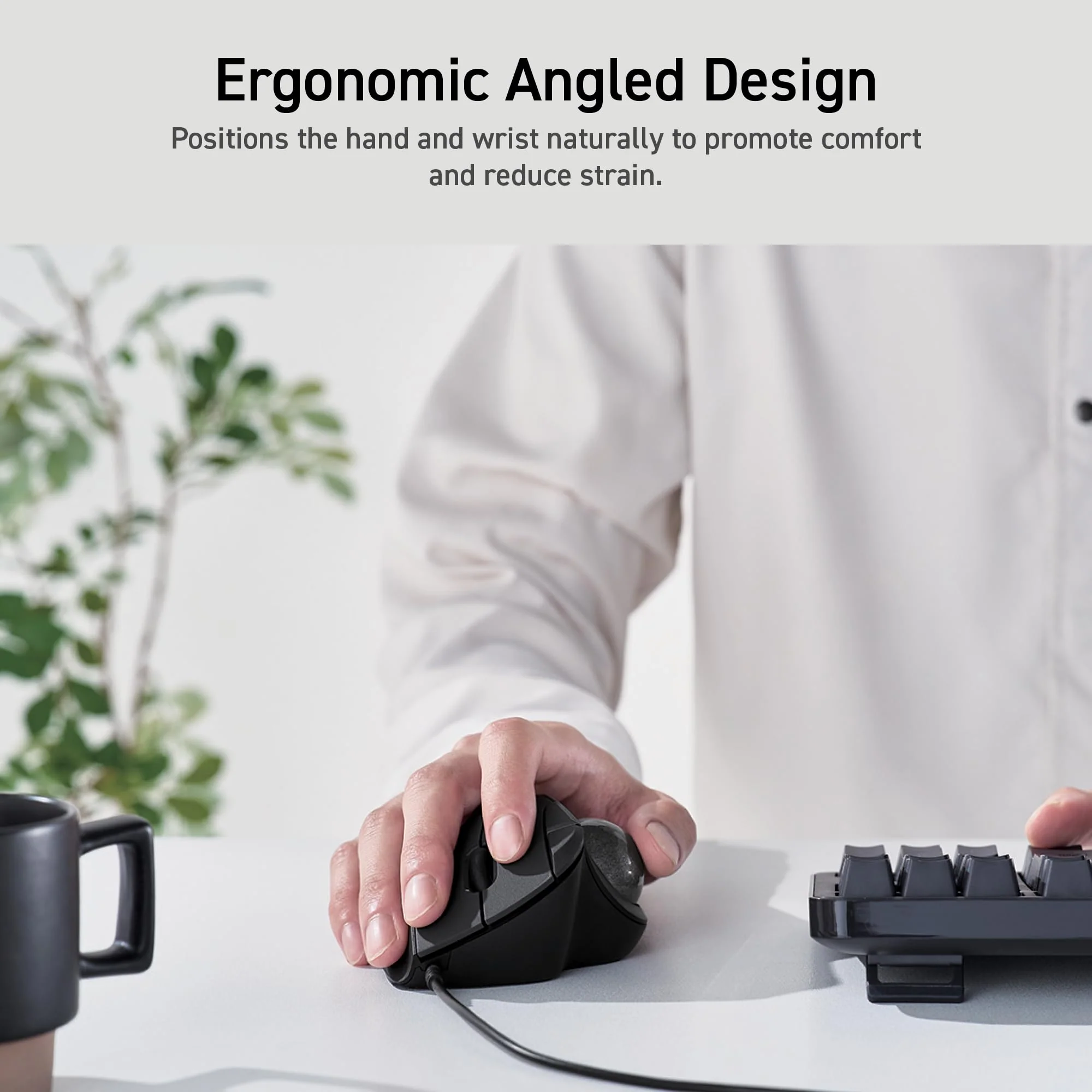 ELECOM Ergonomic Comfort Design Trackball IST Wired USB-A Connection, Smooth Tracking with Ruby Ball Bearing, 36mm Ball, Thumb Control, Compatible for Windows, PC, and Mac Black (M-IT10URBK) - Image 2