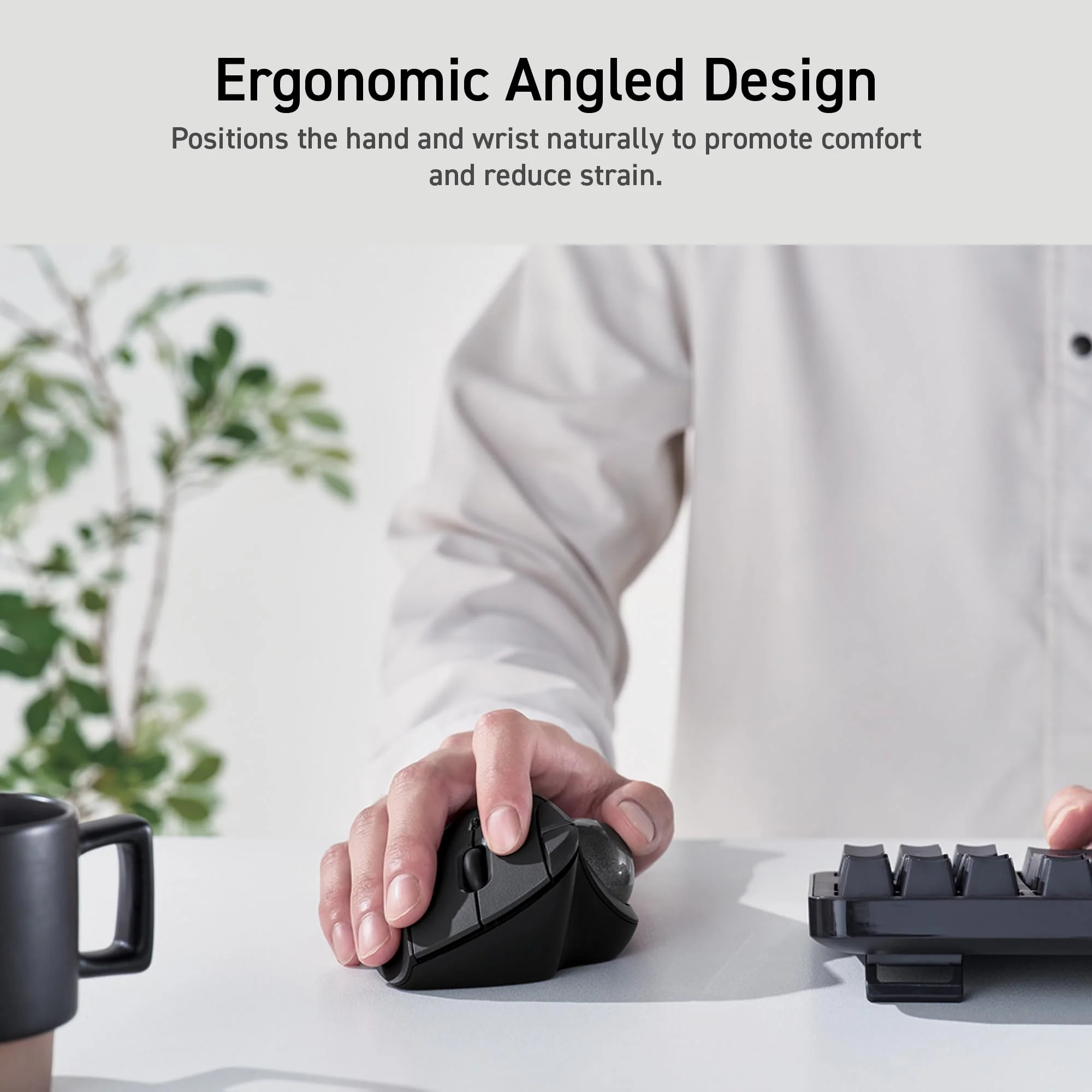 ELECOM Ergonomic Comfort Design Trackball IST Wireless 2.4GHz Connection, Smooth Tracking with Ruby Ball Bearing, 36mm Ball, Thumb Control, Compatible for Windows, PC, and Mac Black (M-IT10DRBK) USB-Wireless - Image 2