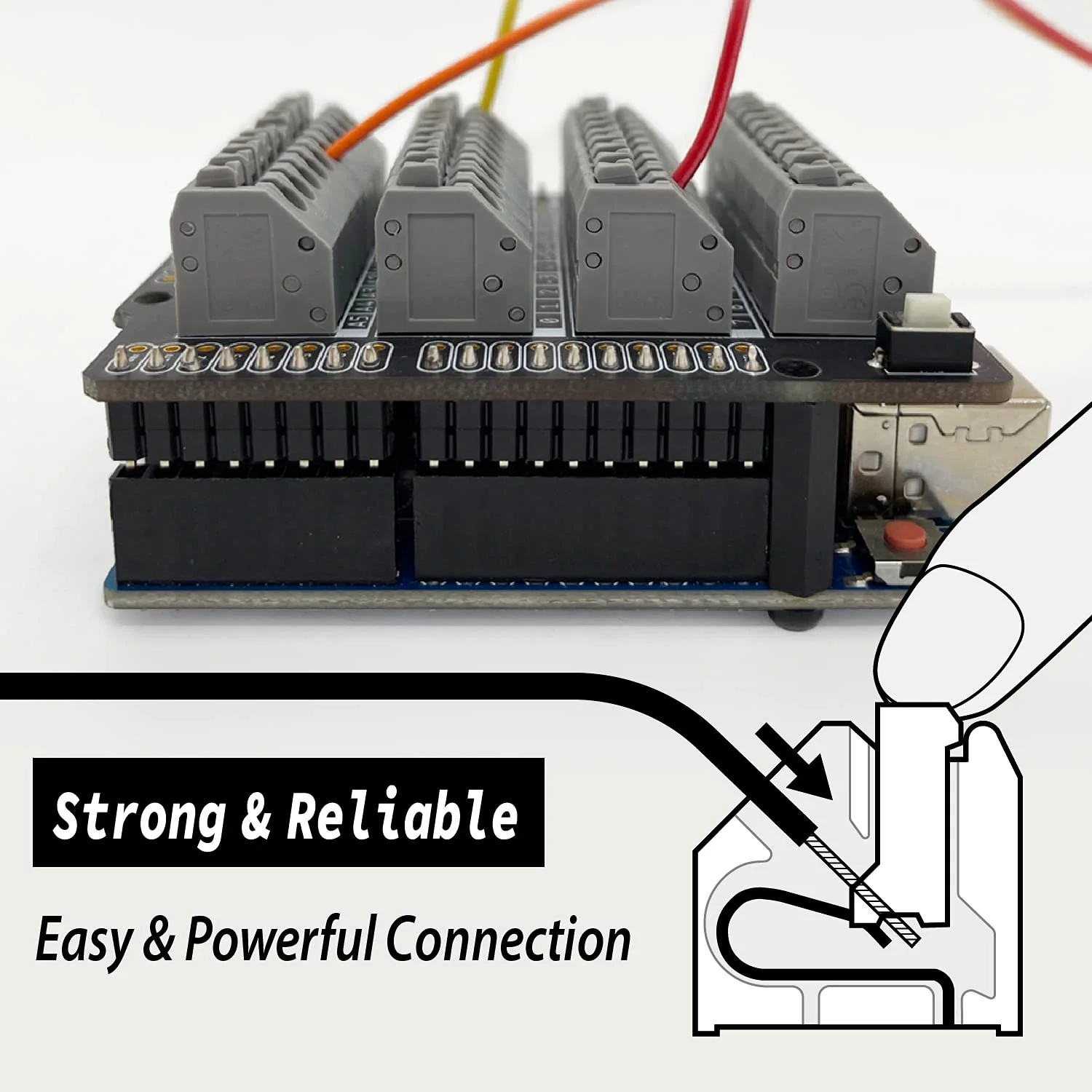 ElectroCookie Uno Terminal Block Shield Kit, Compatible for Arduino Uno R3, Push-in Simple Spring Connector Expansion PCB Module - Image 2