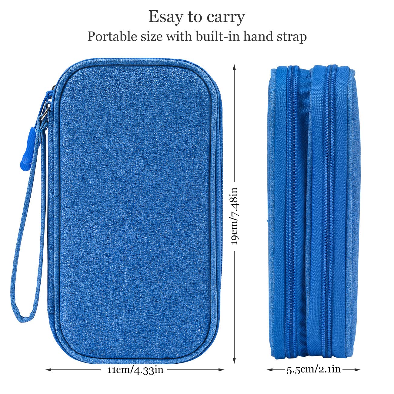 Electronics Accessories Organizer Pouch Bag, Electronic Organizer Travel Case Cable Organizer Electronics Accessories Bag for Cable, Charger, SD Card, Business Travel Gadget Bag (Blue) Double Layer - Blue - Image 2