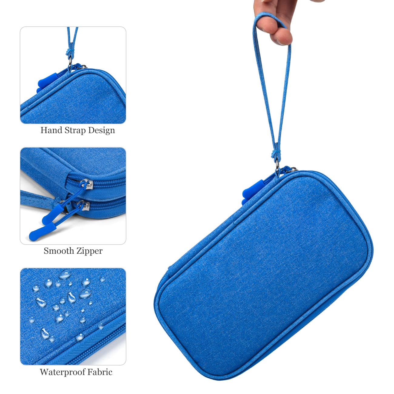 Electronics Accessories Organizer Pouch Bag, Electronic Organizer Travel Case Cable Organizer Electronics Accessories Bag for Cable, Charger, SD Card, Business Travel Gadget Bag (Blue) Double Layer - Blue - Image 5