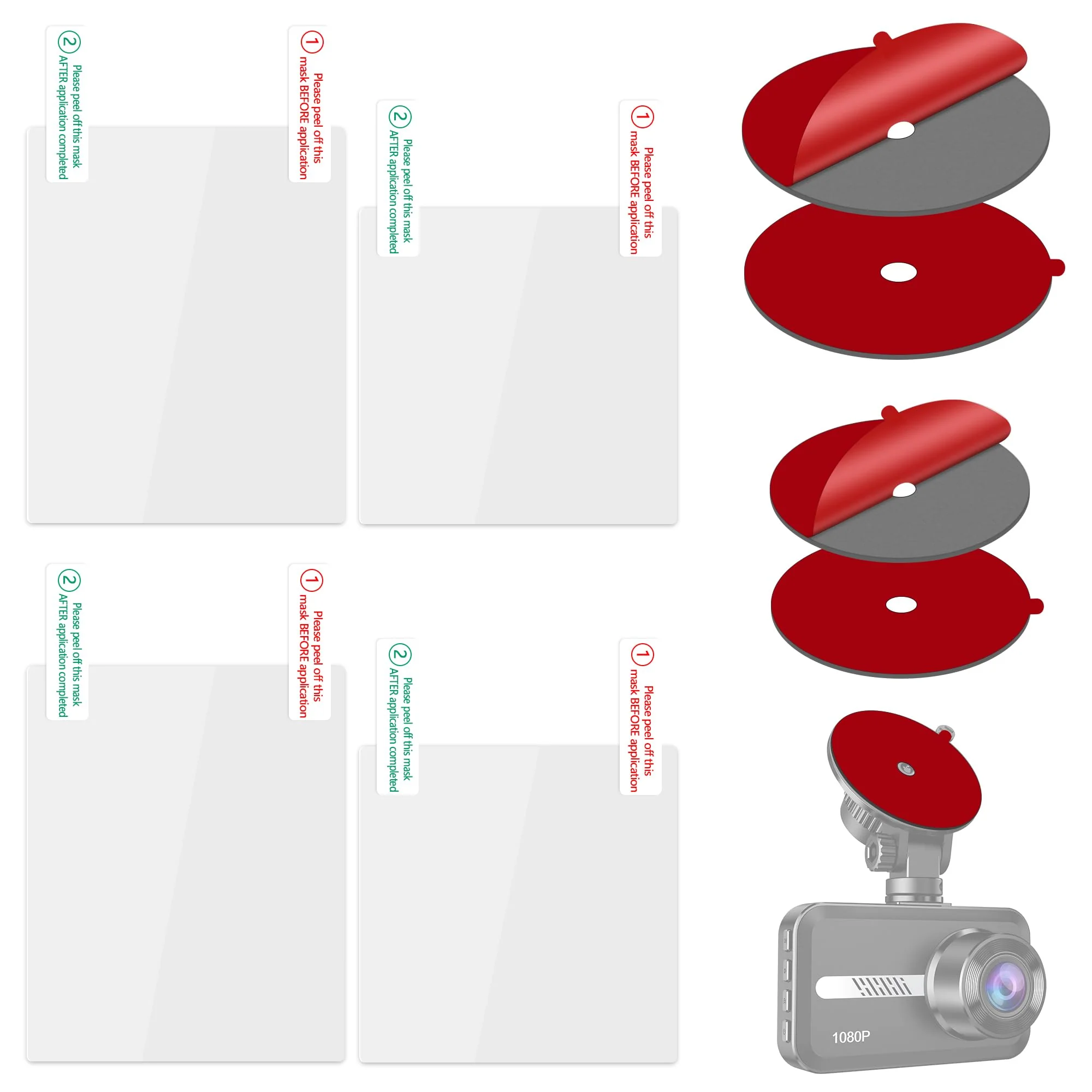 Electrostatic Sticker for Mounting Dash Cam Suction Cup,Round Double-Sided Sticker Adhesive Pad and Car Windshield Electrostatic Film for Mounting Dash Cameras,Windshield Adhesive for Radar Detector. Electrostatic Film+Circular Sticker