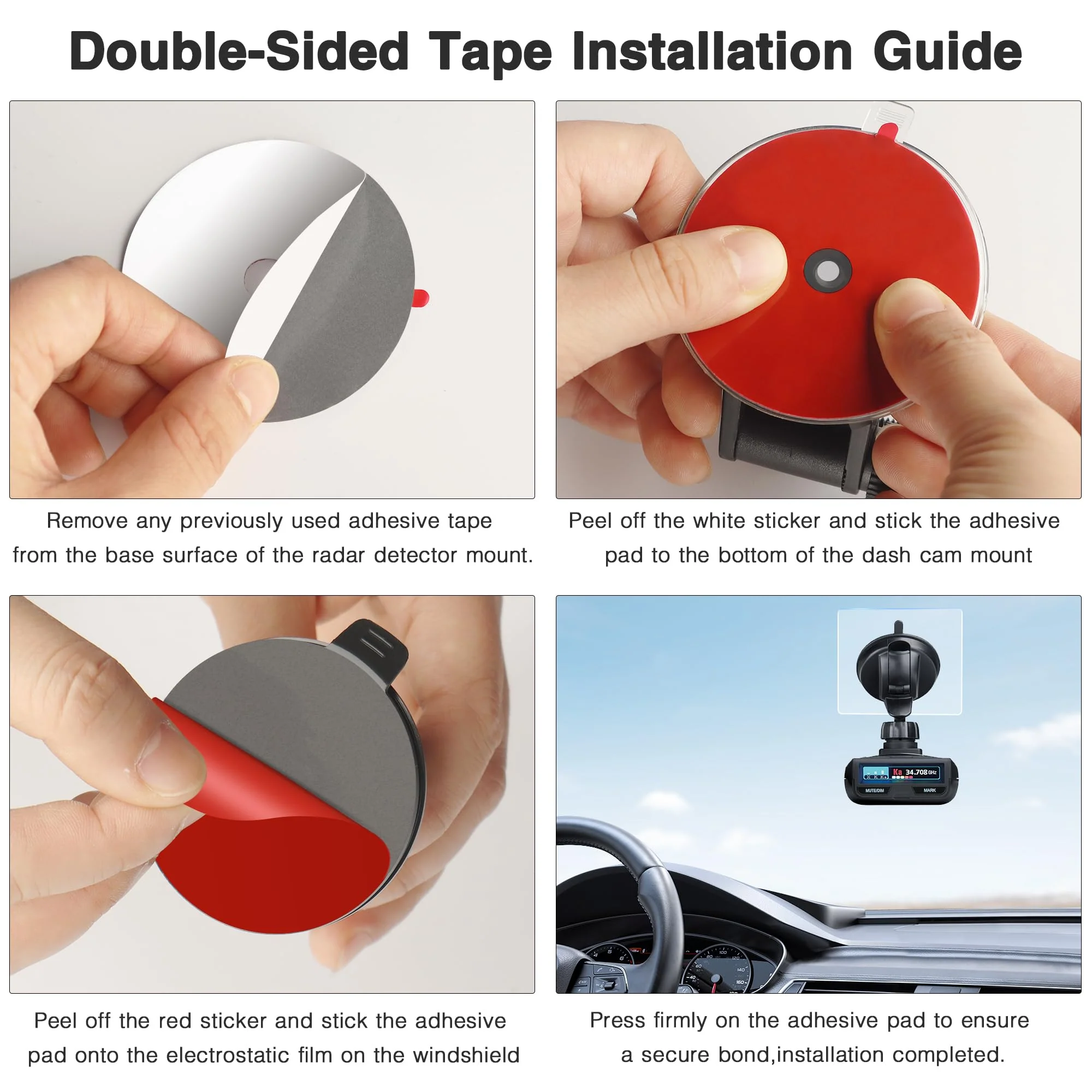 Electrostatic Sticker for Mounting Radar Detector, Windshield Adhesive for Dash Cam, Circular Double-Sided Sticker Adhesive Pad and Car Windshield Electrostatic Film for Mounting Radar Detector. Circular Electrostatic Film-8 - Image 5