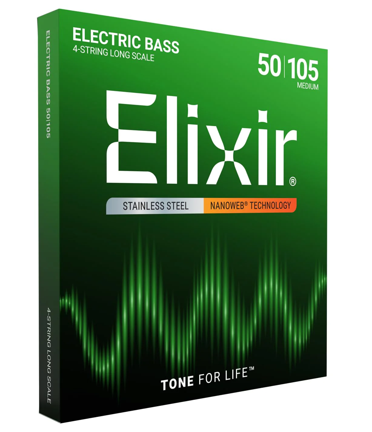 Elixir Strings Bass Guitar Strings (14702) Medium, Long Scale (.050-.105) 4 String Set