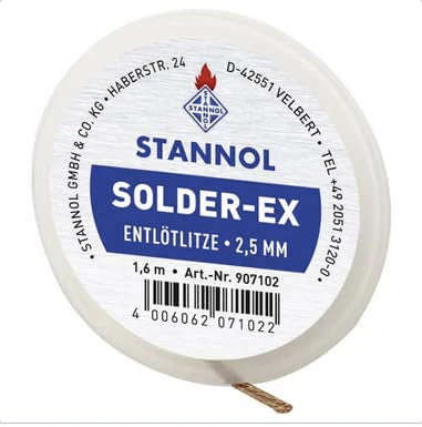 ELL250 Desoldering Braid 2.5 mm Wide 1.6 m Long Copper with Flow