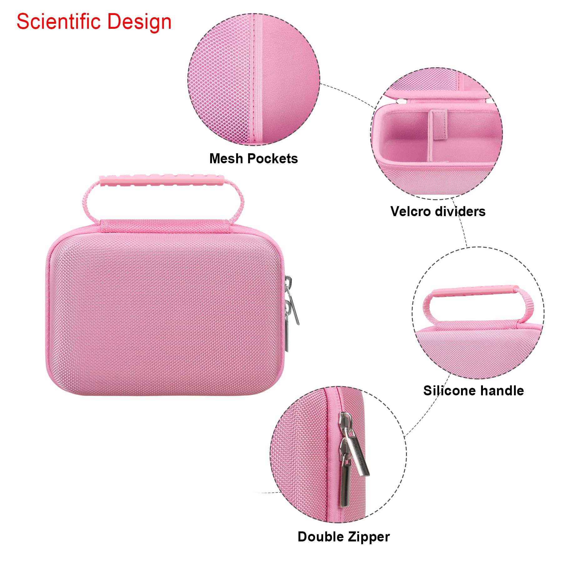 Elonbo Carrying Case for iHealth Track Smart Upper Arm Blood Pressure Monitor, Wireless Bluetooth Blood Pressure Monitor Travel Protective Bag Storage Holder, Mesh Pocket fits Range Cuff, Pink - Image 4