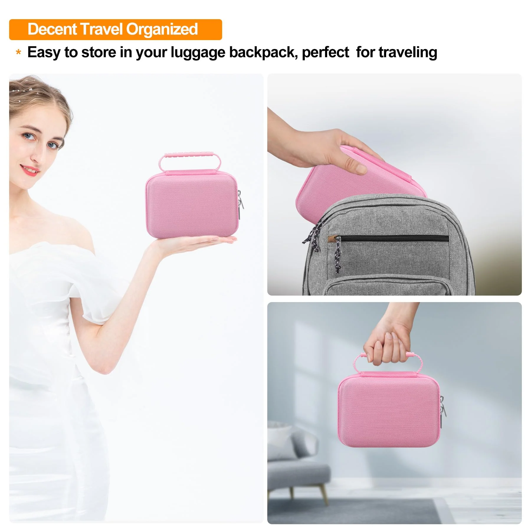 Elonbo Carrying Case for iHealth Track Smart Upper Arm Blood Pressure Monitor, Wireless Bluetooth Blood Pressure Monitor Travel Protective Bag Storage Holder, Mesh Pocket fits Range Cuff, Pink - Image 6