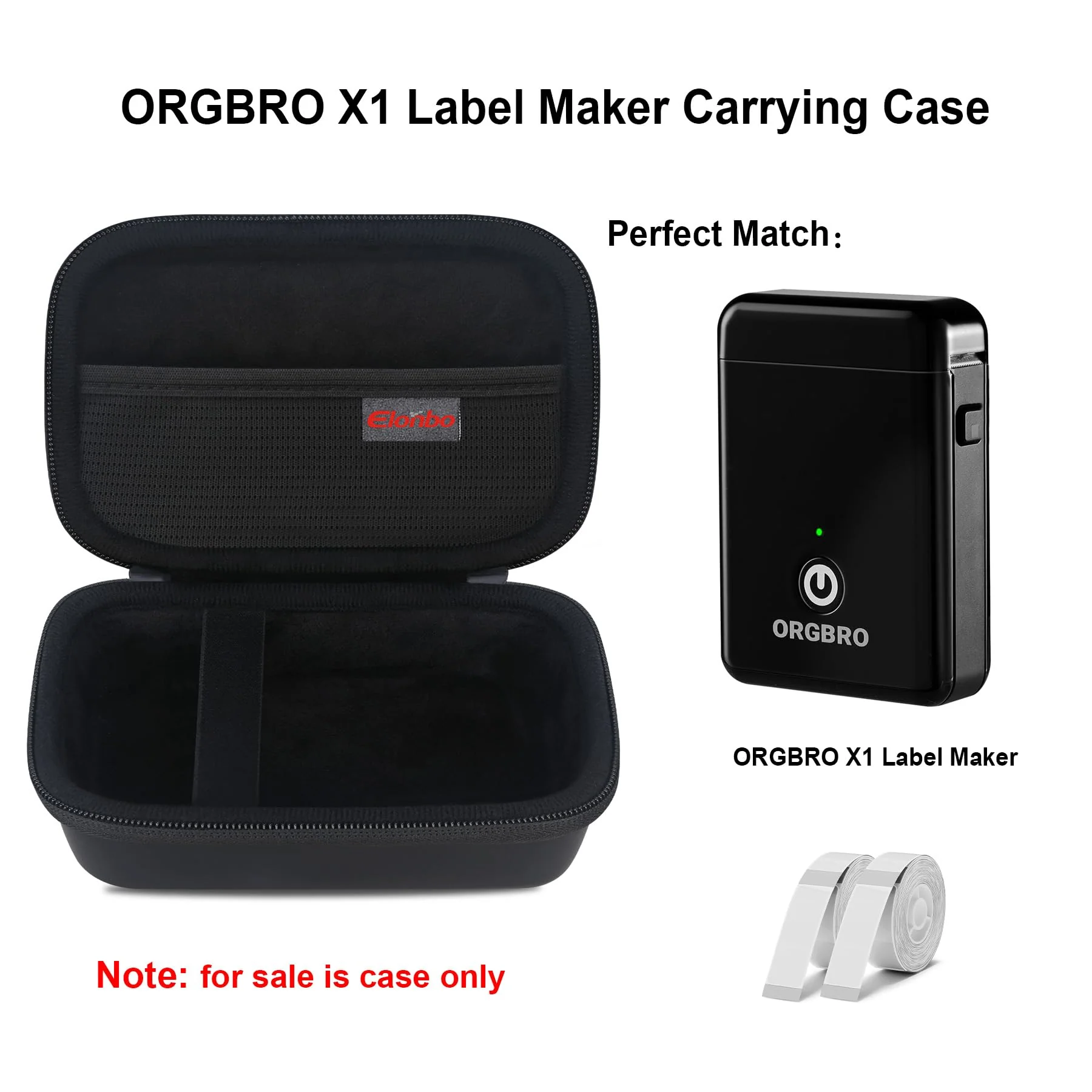 Elonbo Carrying Case for ORGBRO X1 Label Maker Machine, Portable Bluetooth Label Printer Storage Holder, Wireless Built-in Cutter Small Label Makers Handheld Sticker Maker Travel Bag, Black - Image 2