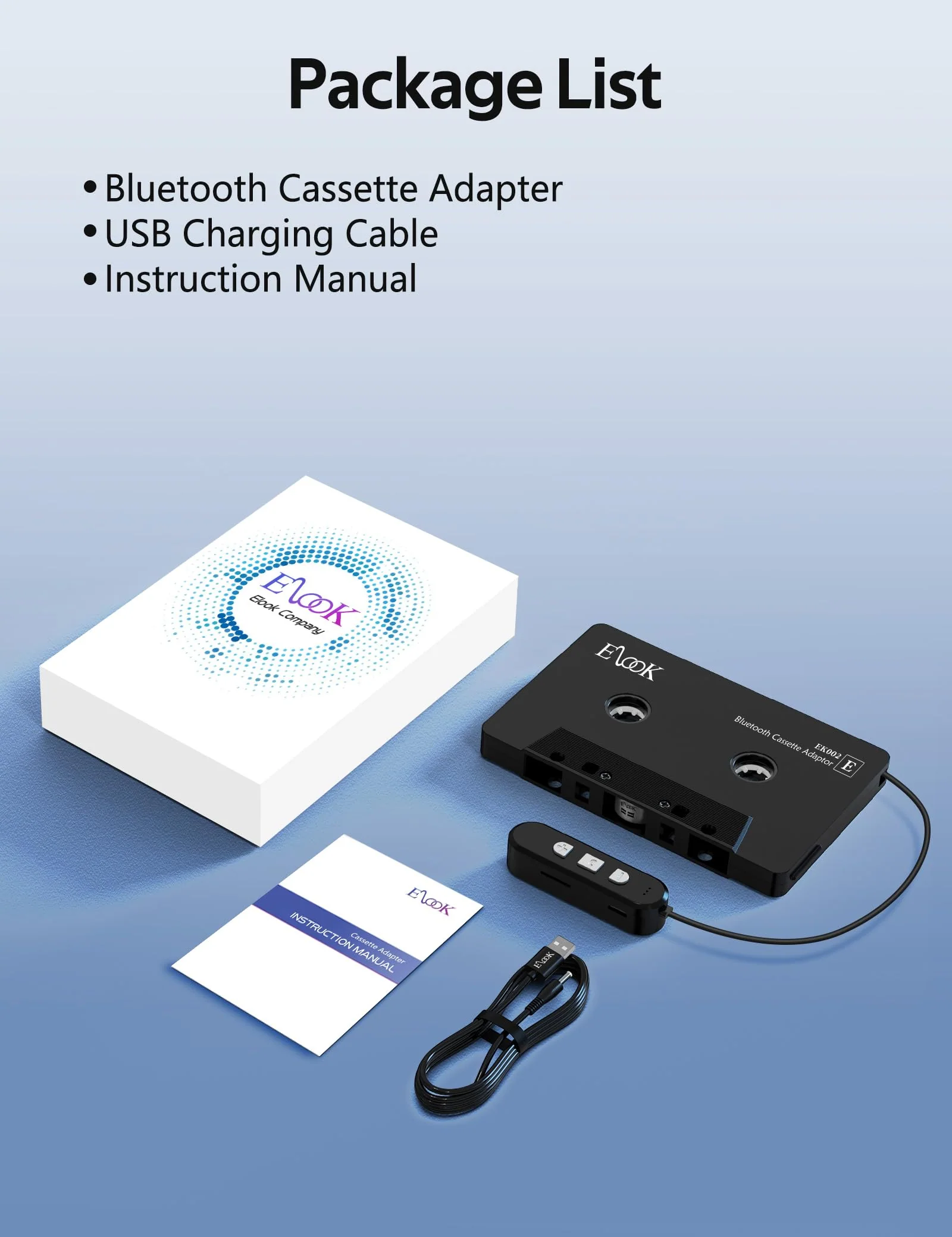 Elook Cassette to Bluetooth Adapter for Car with Micro SD Card Support/Hands-Free Call, 5.1 Bluetooth Cassette Receiver, Black - Image 8