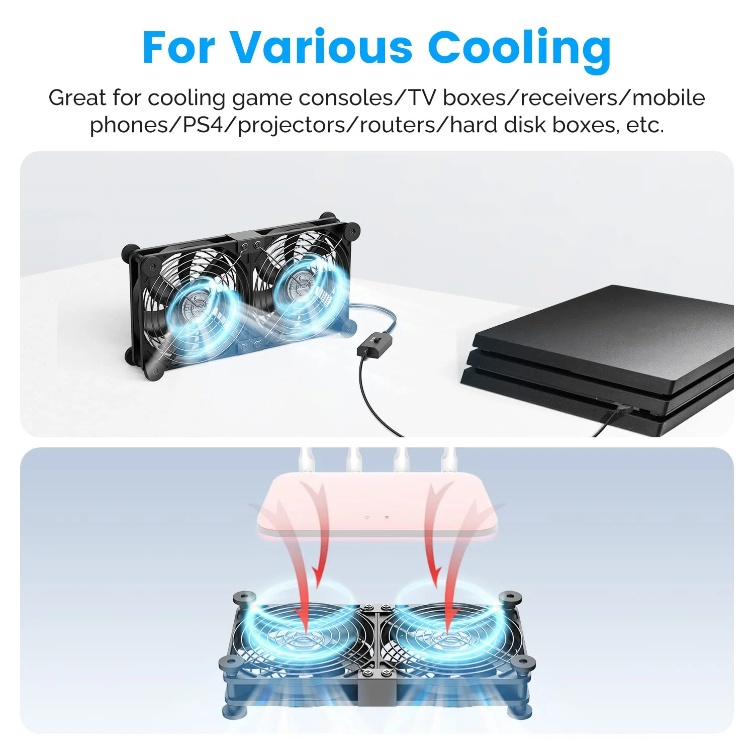 ELUTENG Dual USB Computer Cooling Fan High Speed 120mm Computer Fan Adjustable 5V USB Port Heatsink USB Cooling Fan 12cm for Laptop Receiver DVR PlayStation Xbox Desk Computer Cabinet Cooling - Image 2