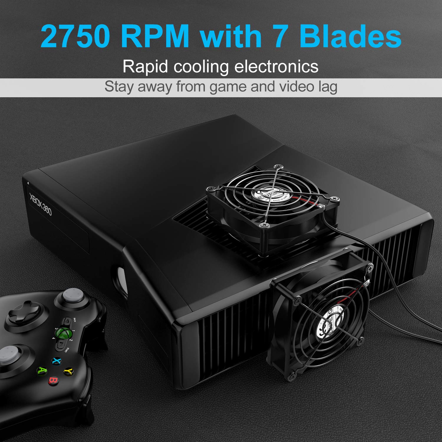 ELUTENG Dual USB Fan 80mm, 3 Speed Adjustable USB Ventilator with 2750RPM 5V Fan for Computer/Laptop/Router/TV Cabinet/DVR/Xbox/Game Console Cooling - Image 4