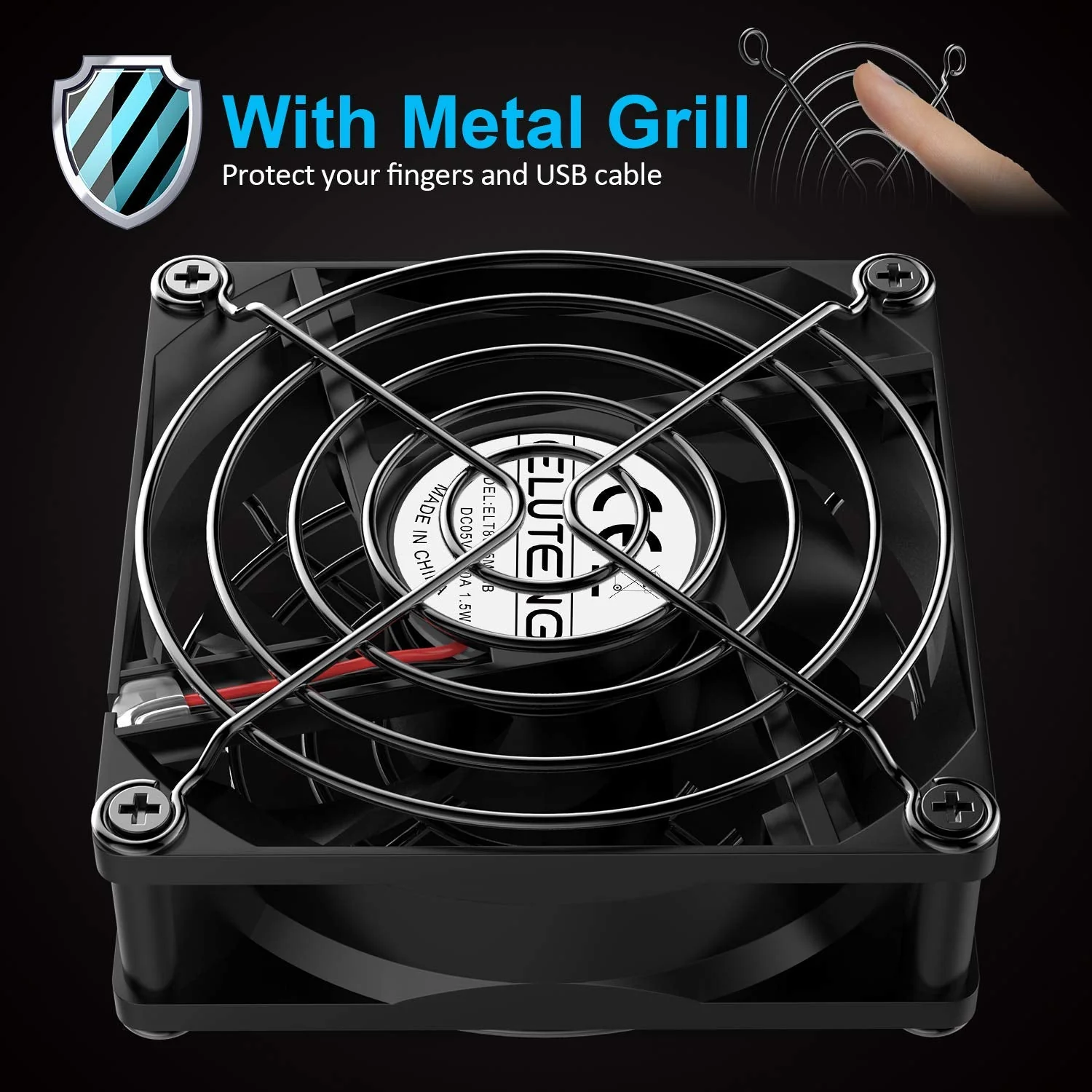 ELUTENG Dual USB Fan 80mm, 3 Speed Adjustable USB Ventilator with 2750RPM 5V Fan for Computer/Laptop/Router/TV Cabinet/DVR/Xbox/Game Console Cooling - Image 5
