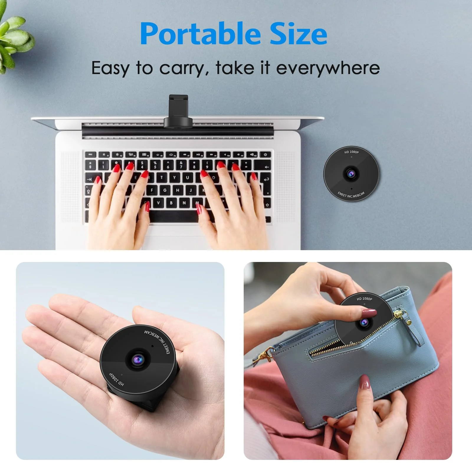 EMEET 1080P Webcam - USB Webcam with Microphone & Physical Privacy Cover, Noise-Canceling Mic, Auto Light Correction, C950 Ultra Compact FHD Web Cam w/ 70°View for Meeting/Online Classes/Zoom/YouTube 70°FOV w/ Clear 1080P Pixels - Image 7