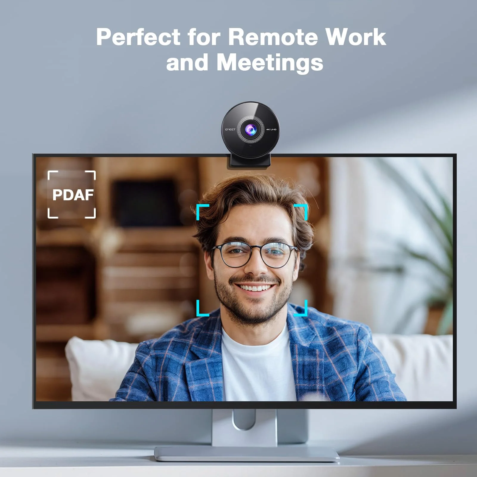 EMEET C950 4K Webcam for PC - 8 Megapixels 4K UHD, PDAF Autofocus, Noise-Canceling Mic, 70° FOV, 1080P@60FPS, Privacy Cover, USB 2.0 Plug&Play, Ideal PC Camera 4K for Zoom/Teams/Skype/Google Meet 4K Updated PDAF Autofocus - Image 3