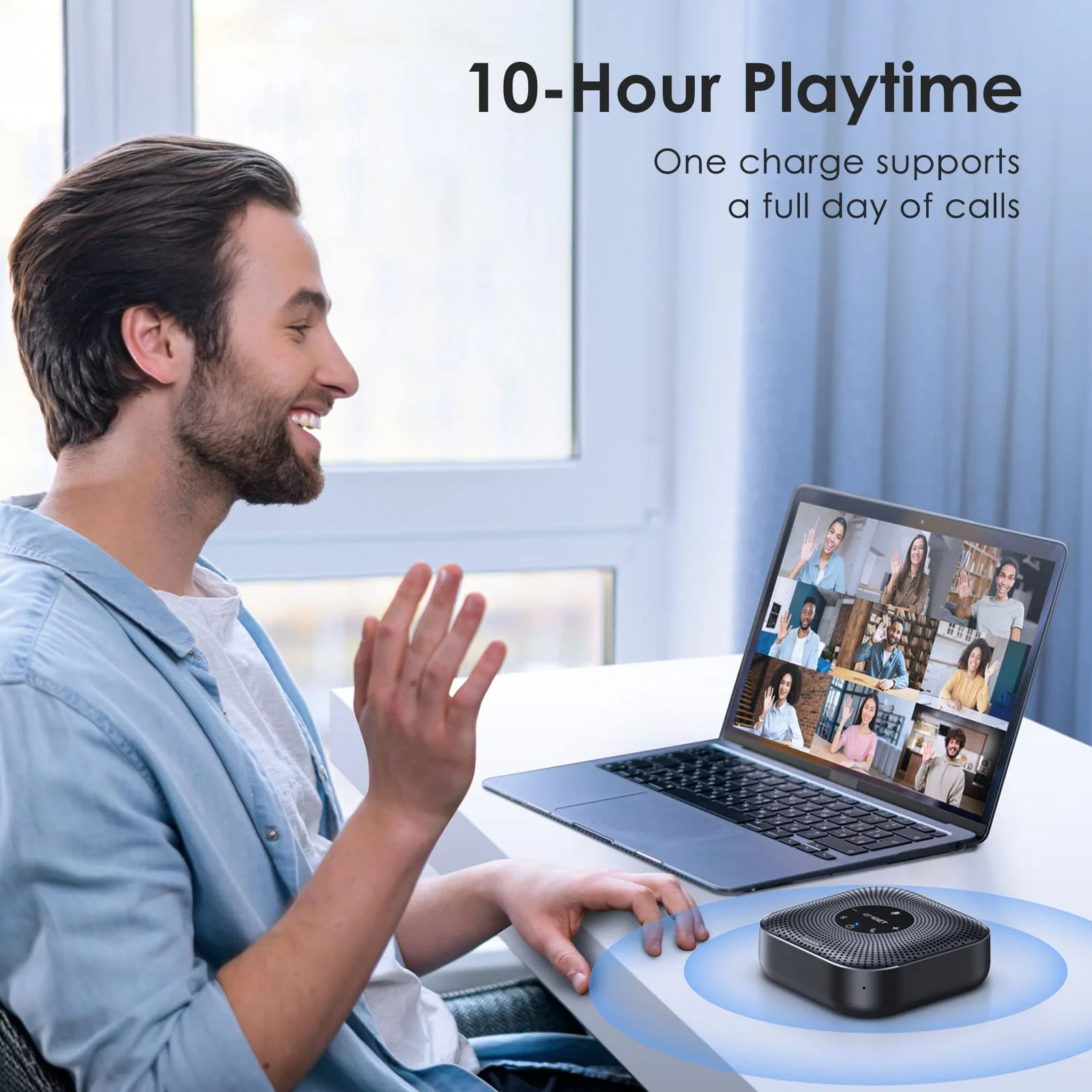 EMEET Conference Speakerphone M0 Plus, 4 AI Mics 360° Voice Pickup, Noise Reduction, USB C Speaker, Bluetooth Conference Speaker for 8 People w/Daisy Chain for 16 Compatible with Leading Software Advanced M0 PLUS for 8 - Image 6