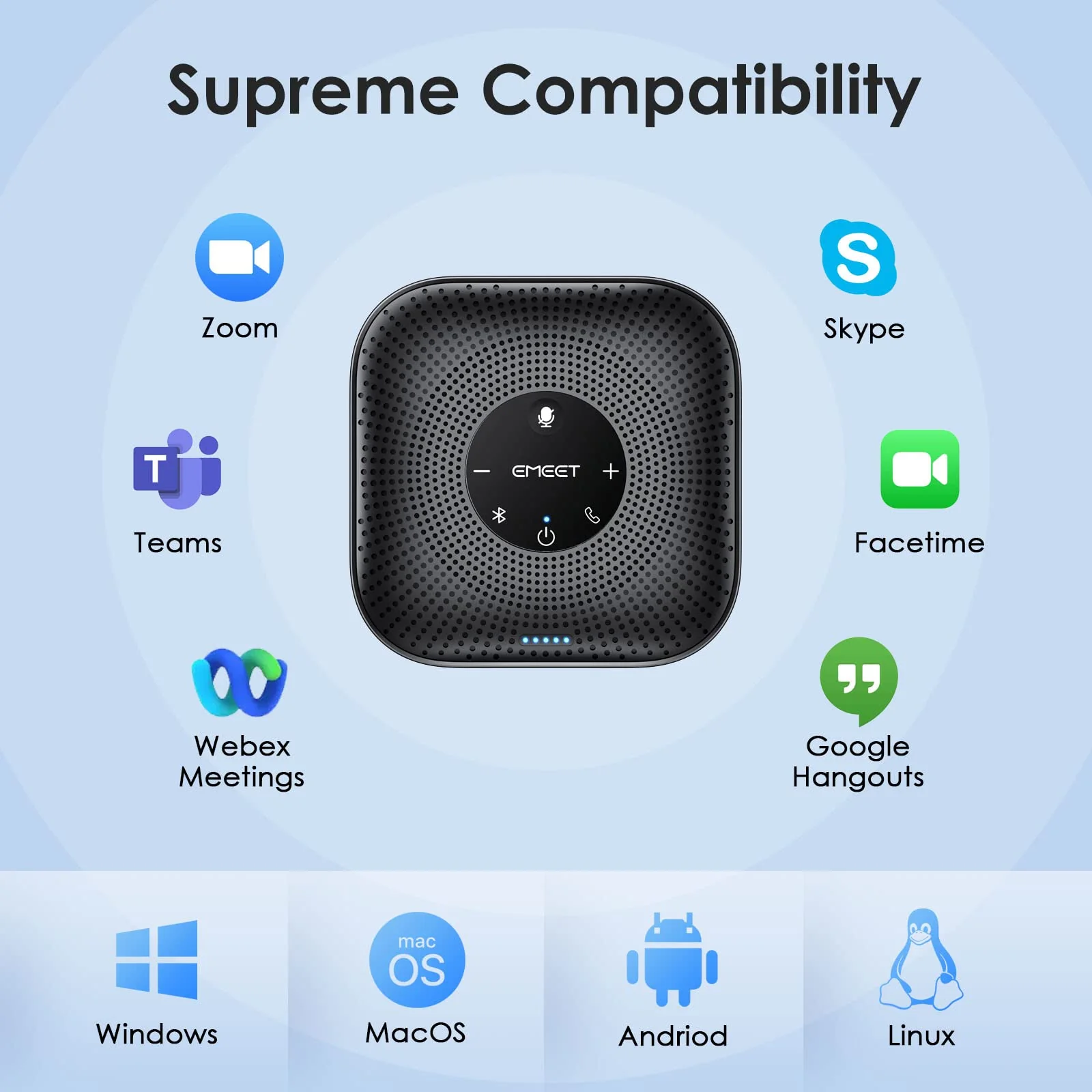 EMEET Conference Speakerphone M0 Plus, 4 AI Mics 360° Voice Pickup, Noise Reduction, USB C Speaker, Bluetooth Conference Speaker for 8 People w/Daisy Chain for 16 Compatible with Leading Software Advanced M0 PLUS for 8 - Image 7