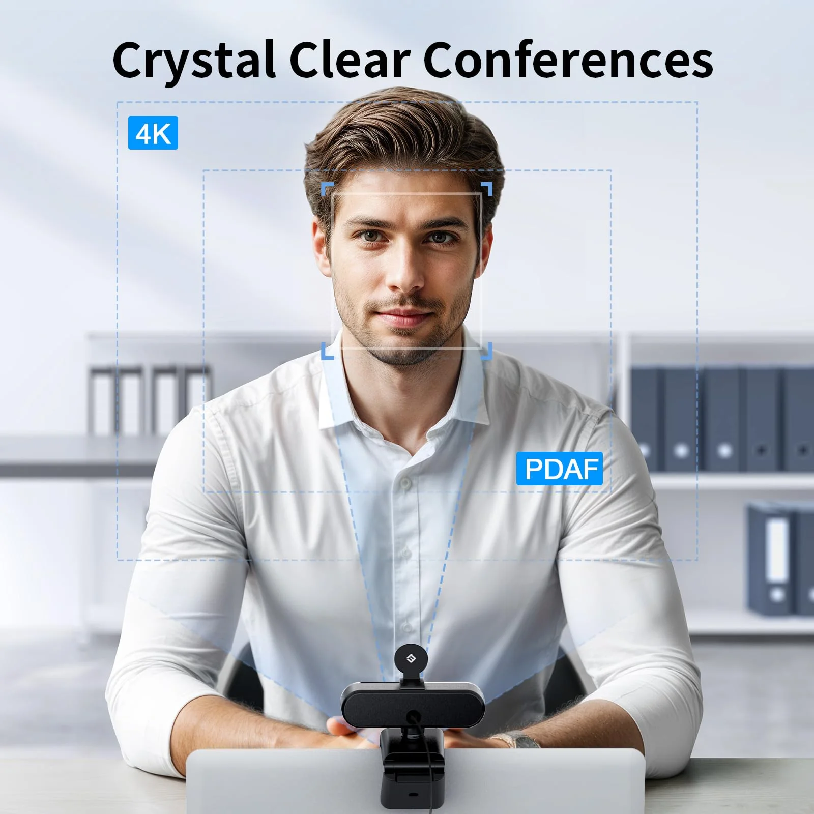 EMEET NOVA 4K Webcam for PC - Ultra 4K HD, PDAF Autofocus, Dual Noise-Cancelling Mics, 73° FOV, Auto Light Correction, USB Plug&Play, Privacy Cover, Ideal for High-End Business Meetings&Live Streaming - Image 3