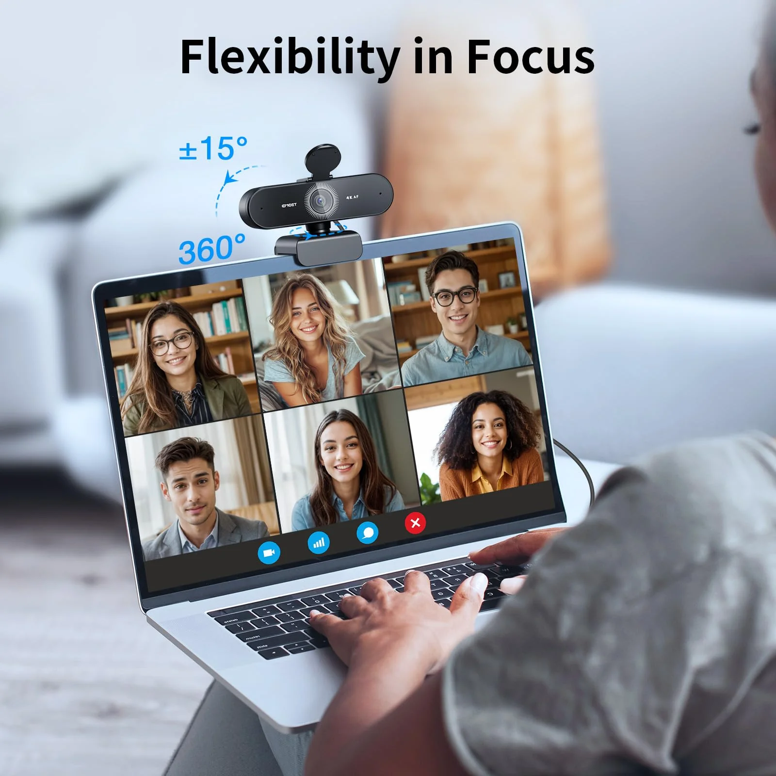 EMEET NOVA 4K Webcam for PC - Ultra 4K HD, PDAF Autofocus, Dual Noise-Cancelling Mics, 73° FOV, Auto Light Correction, USB Plug&Play, Privacy Cover, Ideal for High-End Business Meetings&Live Streaming - Image 6