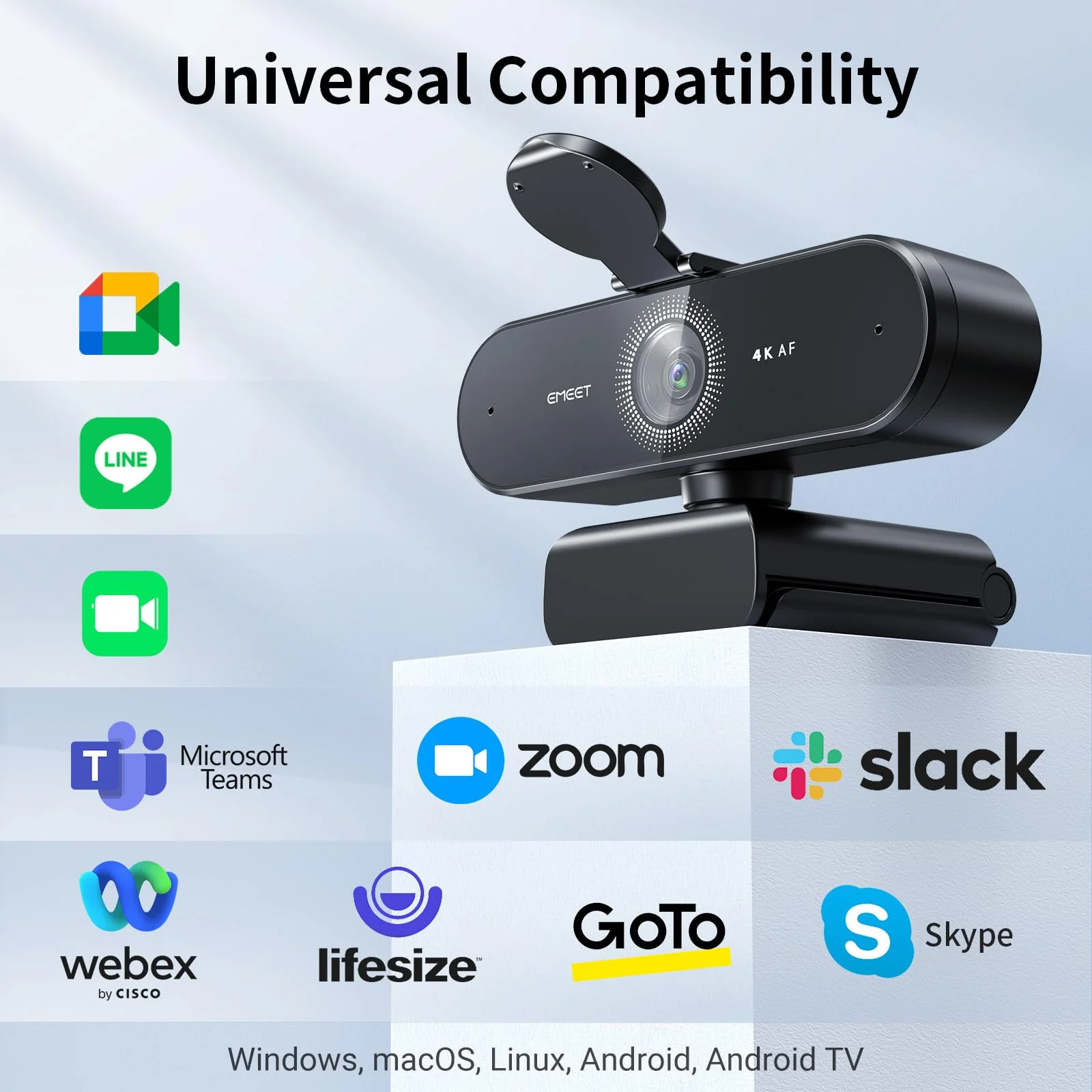 EMEET NOVA 4K Webcam for PC - Ultra 4K HD, PDAF Autofocus, Dual Noise-Cancelling Mics, 73° FOV, Auto Light Correction, USB Plug&Play, Privacy Cover, Ideal for High-End Business Meetings&Live Streaming - Image 8