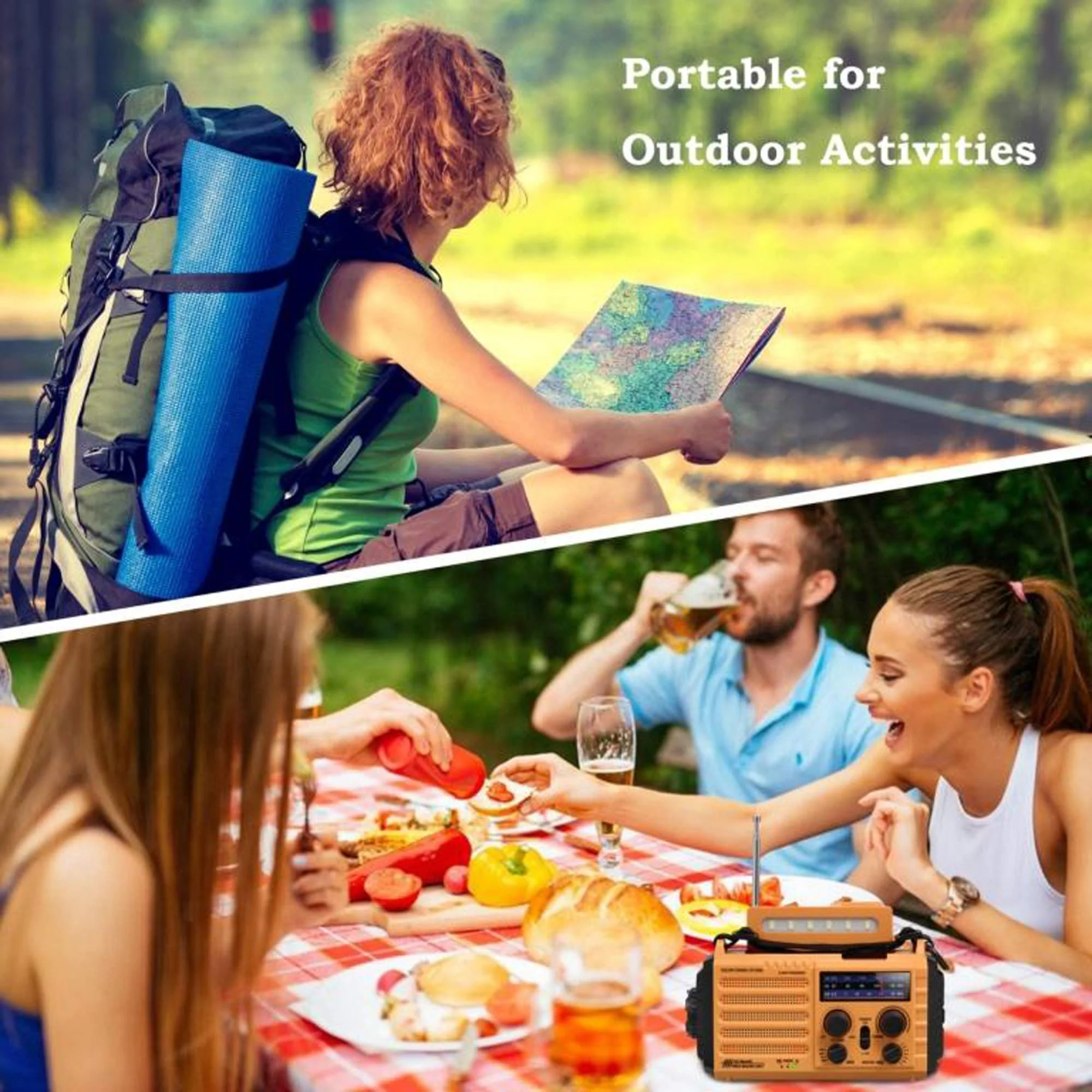 Emergency Radio with NOAA Weather Alert, Rechargeable 5000mAh Battery Operated Solar Hand Crank Radio, Outdoor Portable AM FM SW Radio with USB Charger, Flashlight,Reading Lamp, SOS Alarm for Survival Yellow - Image 5