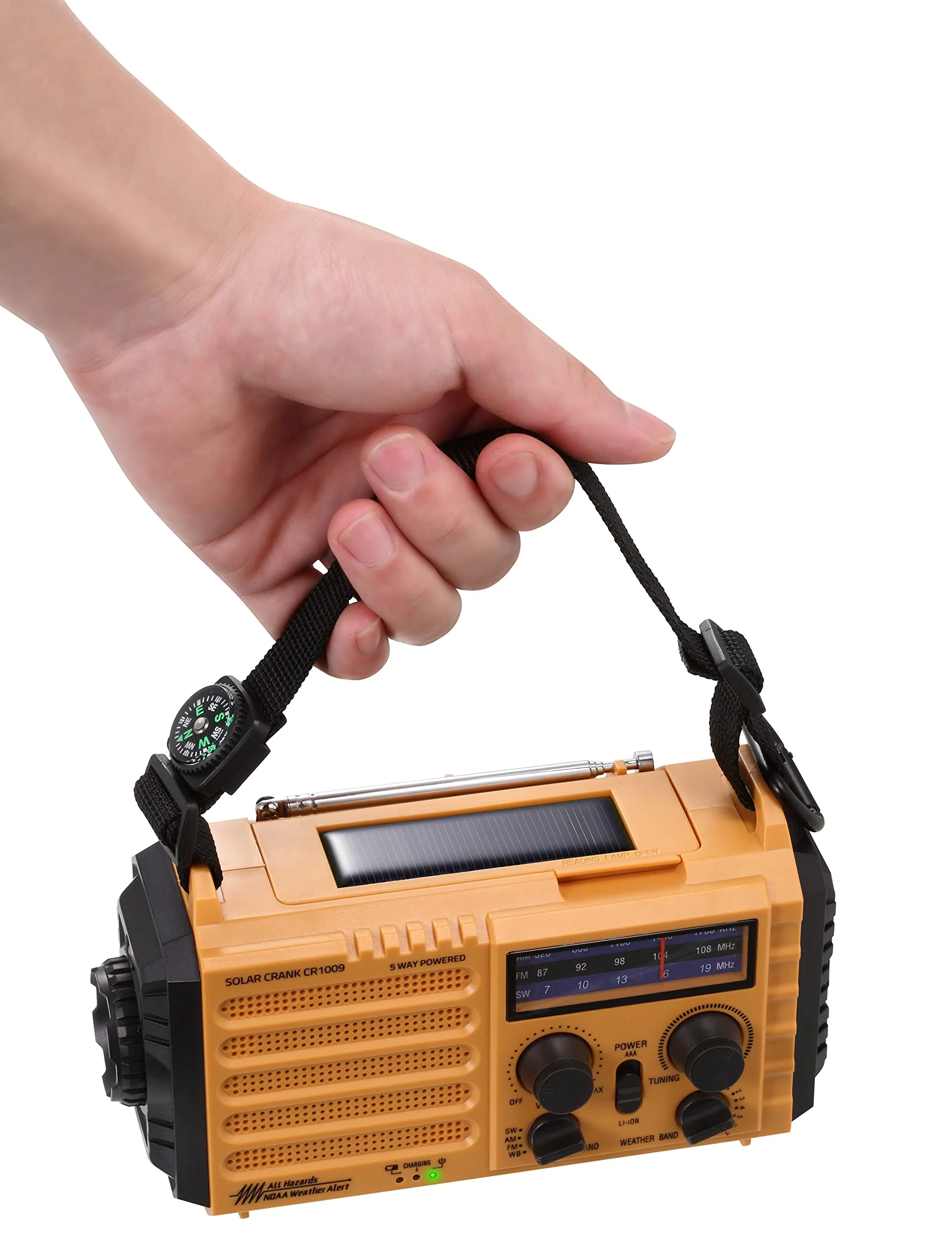Emergency Radio with NOAA Weather Alert, Rechargeable 5000mAh Battery Operated Solar Hand Crank Radio, Outdoor Portable AM FM SW Radio with USB Charger, Flashlight,Reading Lamp, SOS Alarm for Survival Yellow - Image 7