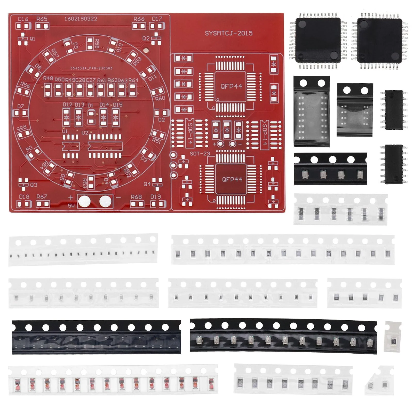 EMSea DIY SMD/SMT Components Practice Board Soldering Skill Training Kit CD4017 NE555 for Christmas Decorations Desktop Decorations