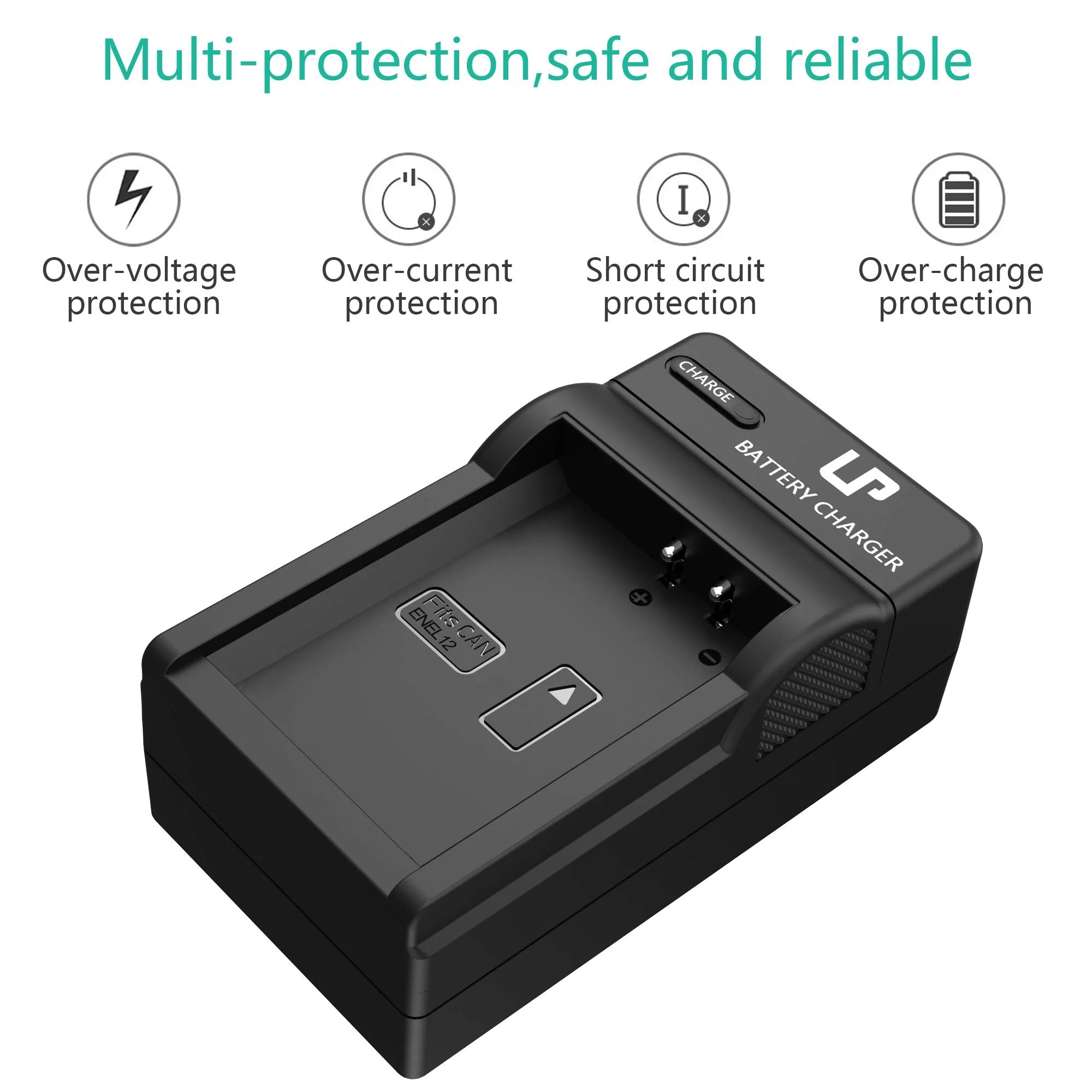 EN-EL12 Battery Charger, LP Charger Compatible with Nikon Coolpix A1000, B600, AW130, AW110, AW100, A900, W300, S1200pj, S9900, S9700, S9500, S9400, S9300, S9200, S8200, S6300, S6200, S6100, S800C 2 Batteries & Charger Pack - Image 4