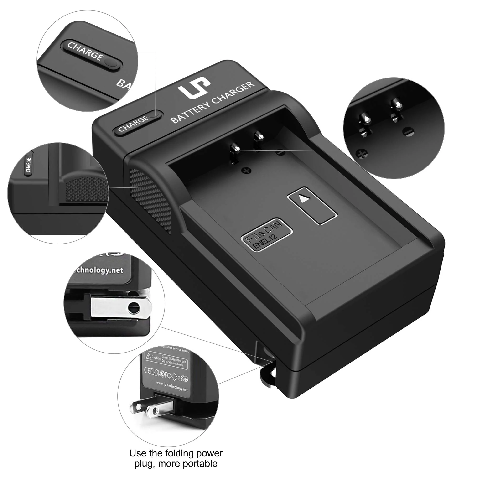 EN-EL12 Battery Charger, LP Charger Compatible with Nikon Coolpix A1000, B600, AW130, AW110, AW100, A900, W300, S1200pj, S9900, S9700, S9500, S9400, S9300, S9200, S8200, S6300, S6200, S6100, S800C 2 Batteries & Charger Pack - Image 5
