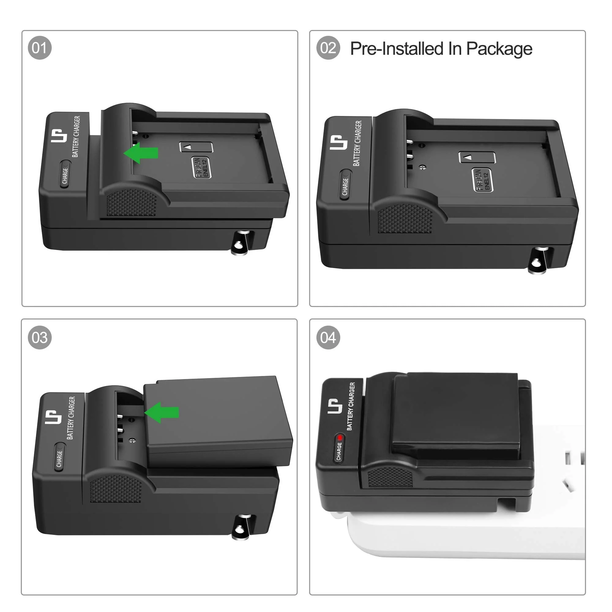 EN-EL12 Battery Charger, LP Charger Compatible with Nikon Coolpix A1000, B600, AW130, AW110, AW100, A900, W300, S1200pj, S9900, S9700, S9500, S9400, S9300, S9200, S8200, S6300, S6200, S6100, S800C 2 Batteries & Charger Pack - Image 8