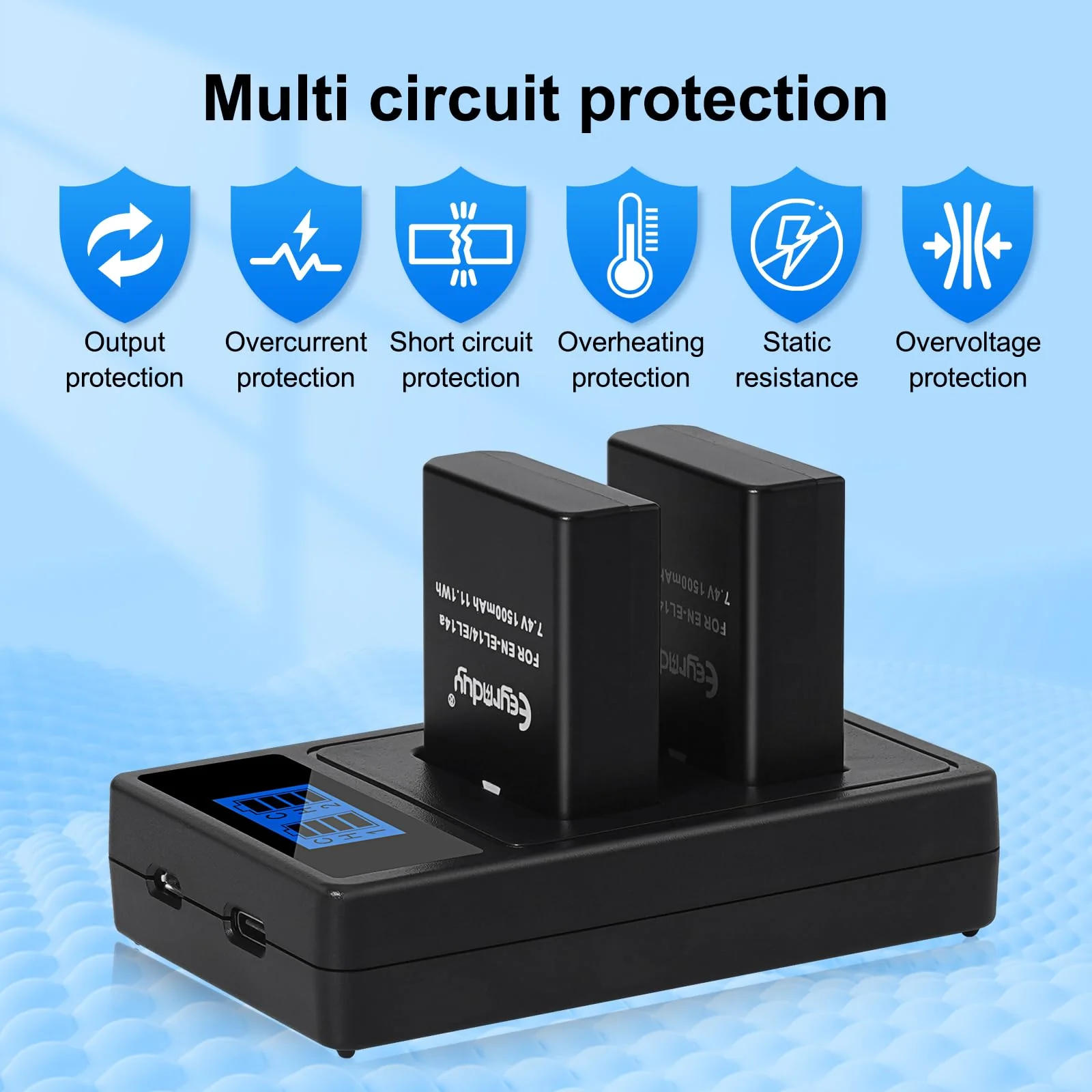 EN-EL14 / EN-EL14a 2-Pack Batteries and Charger for Nikon D5100 D5200 D5300 D5500 D5600 D3100 D3200 D3300 D3400 D3500 DF Coolpix P7000 P7100 P7700 P7800 Cameras 2 batteries and charger - Image 5