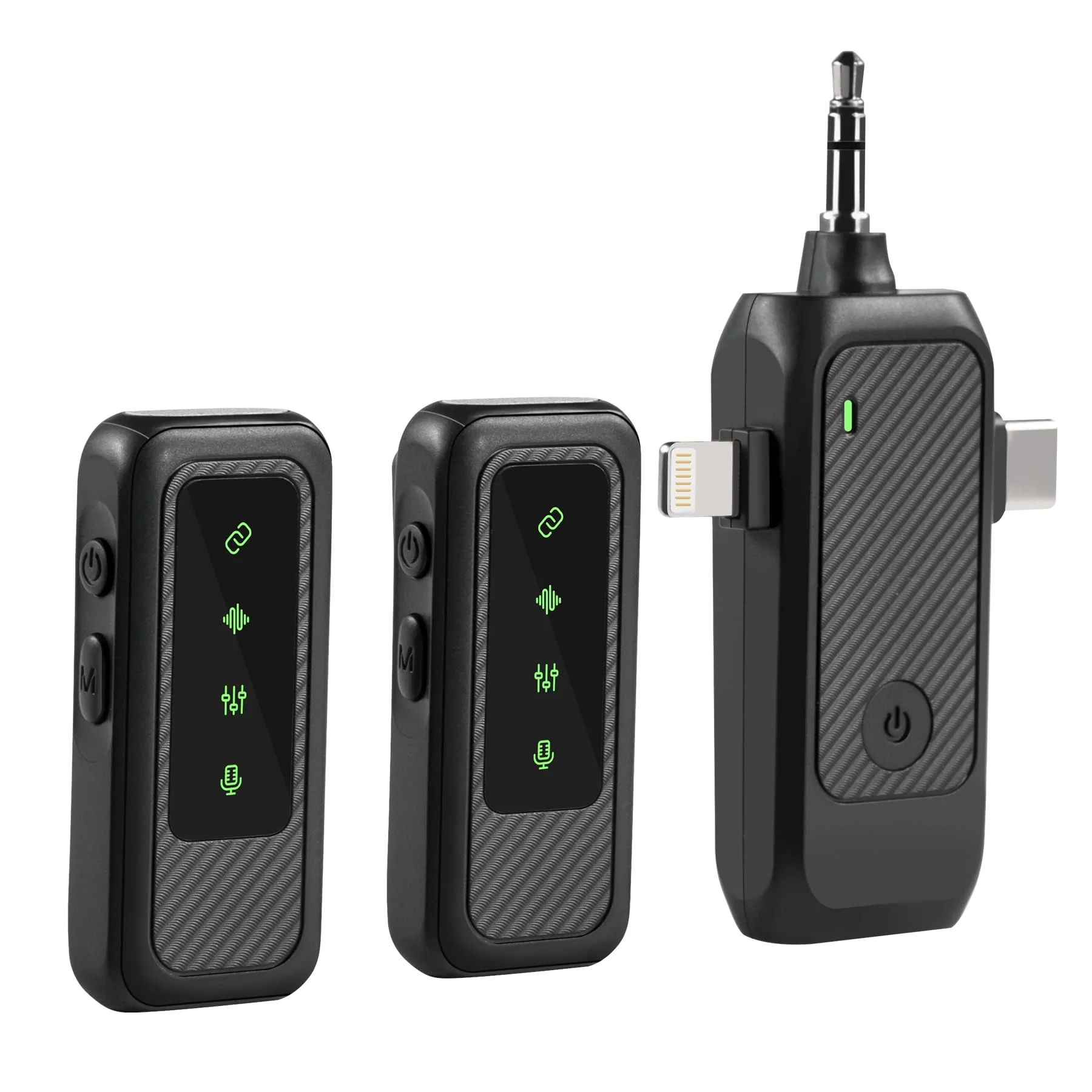 ENO MUSIC 3 in 1 Clip-on Wireless Lavalier Microphones for iPhone, Android, Camera, 8 Hours Rechargeable Battery, USB-C Microphone with Noise Reduction for Video Recording, Vlog, YouTube, TikTok
