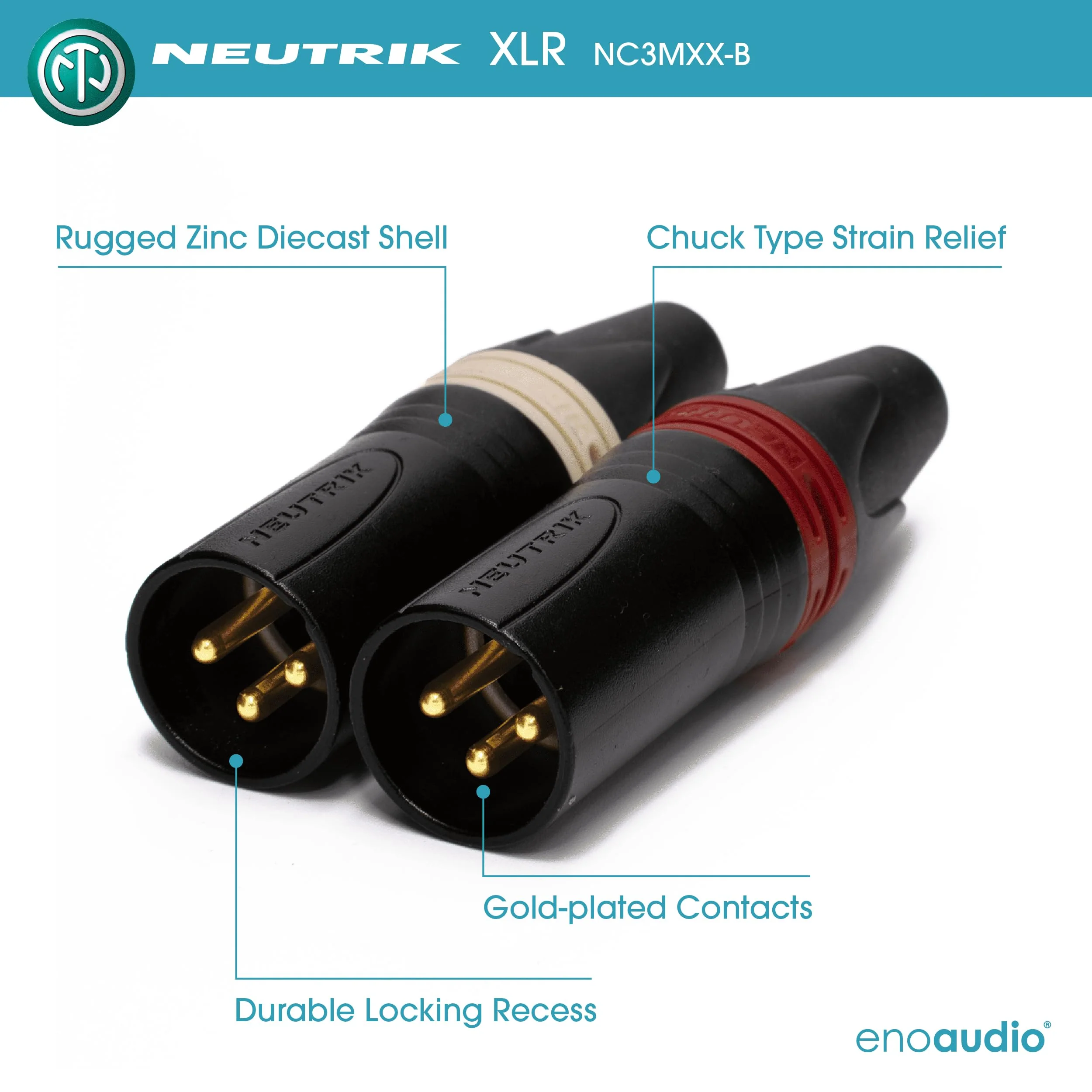 enoaudio Mogami 2534 Quad Pair (L,R) Cable | Neutrik XLR Female - XLR Male | HiFi - 1.64 ft / 0.5 m - Image 2