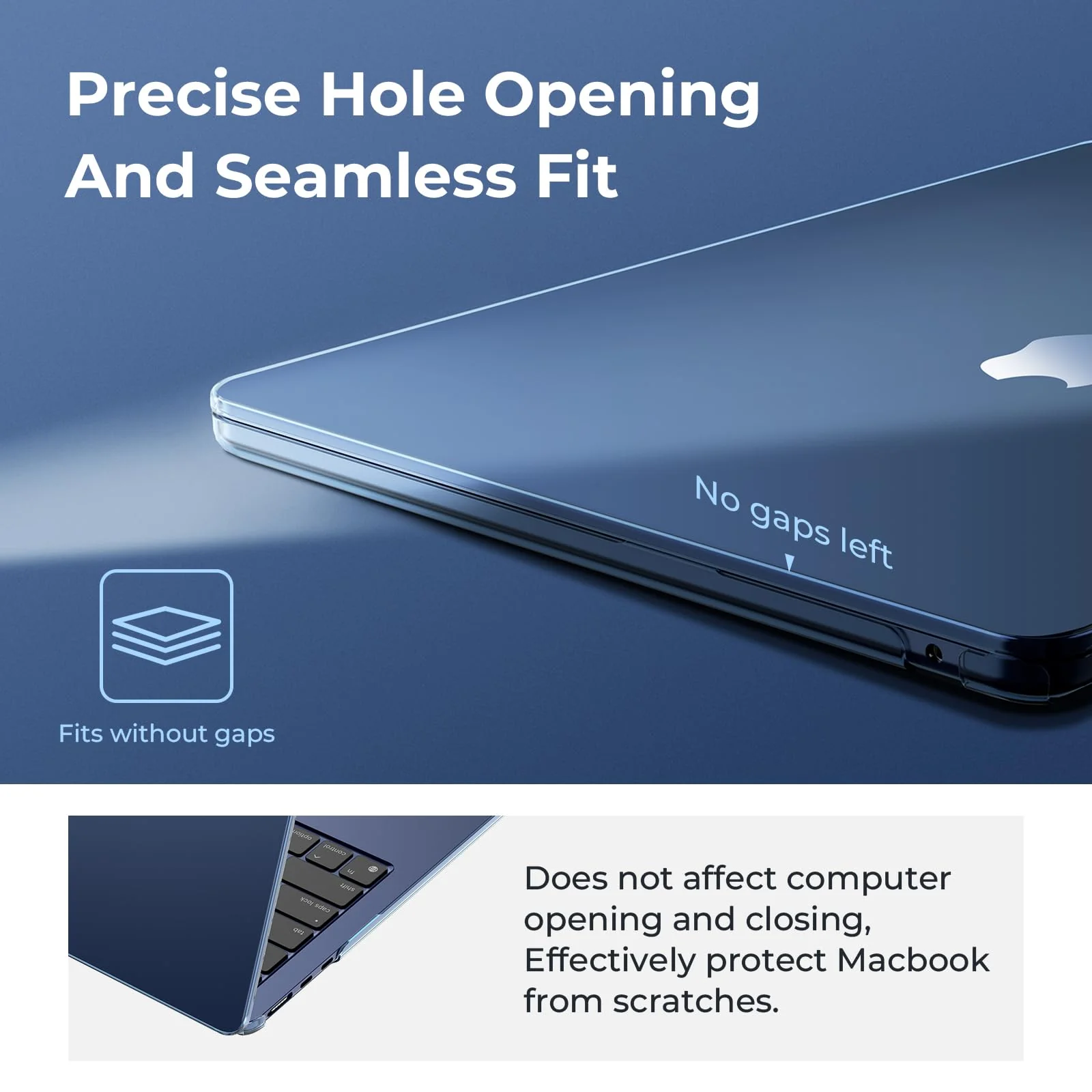 EooCoo Case Compatible with MacBook Air 13 inch 2024 2023 2022 M3 A3113 A2681 M2, [High Clear Restores Midnight Plastic Hard Shell Case] [with Keyboard Cover & Screen Protector] Crystal Midnight - Image 3