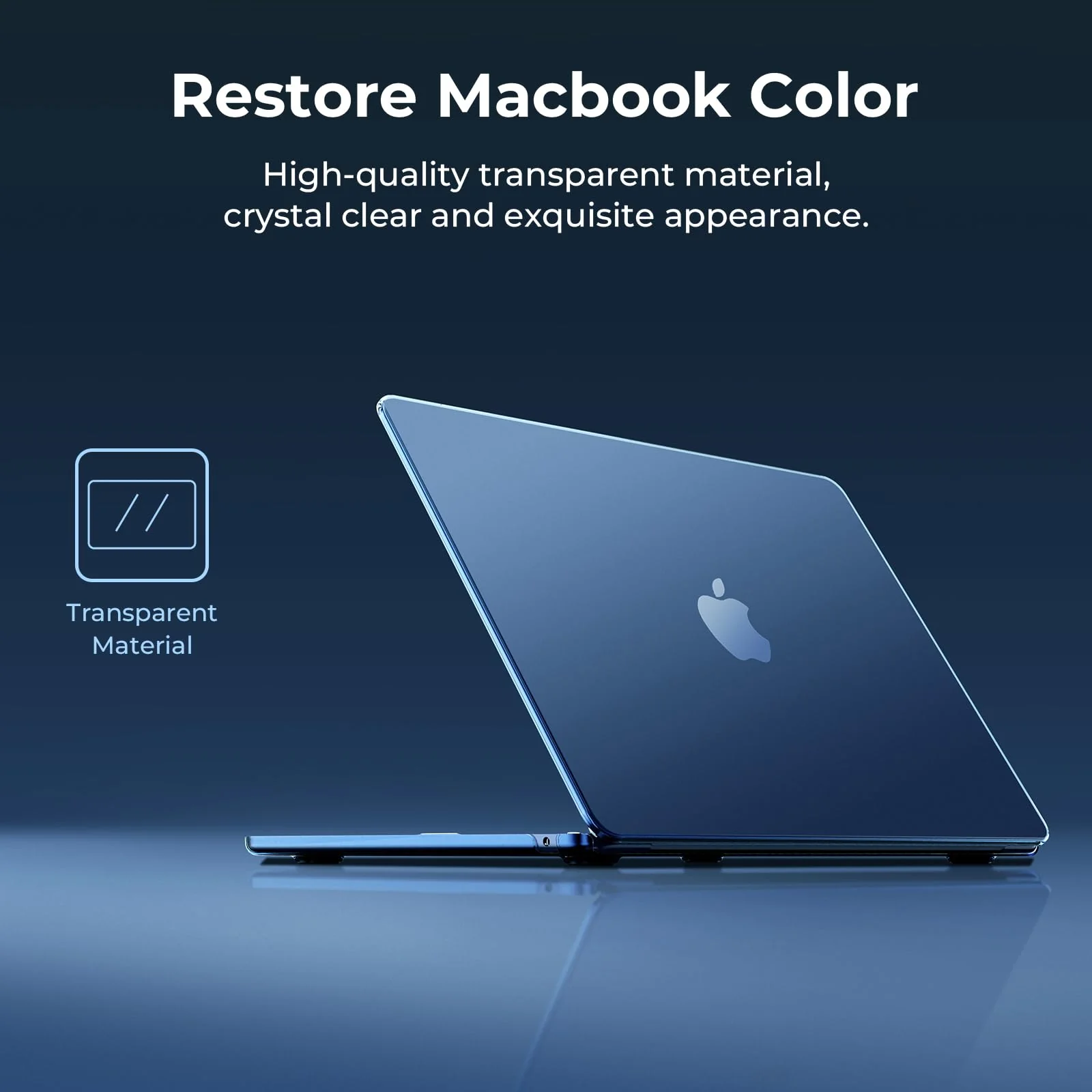 EooCoo Case Compatible with MacBook Air 13 inch 2024 2023 2022 M3 A3113 A2681 M2, [High Clear Restores Midnight Plastic Hard Shell Case] [with Keyboard Cover & Screen Protector] Crystal Midnight - Image 4
