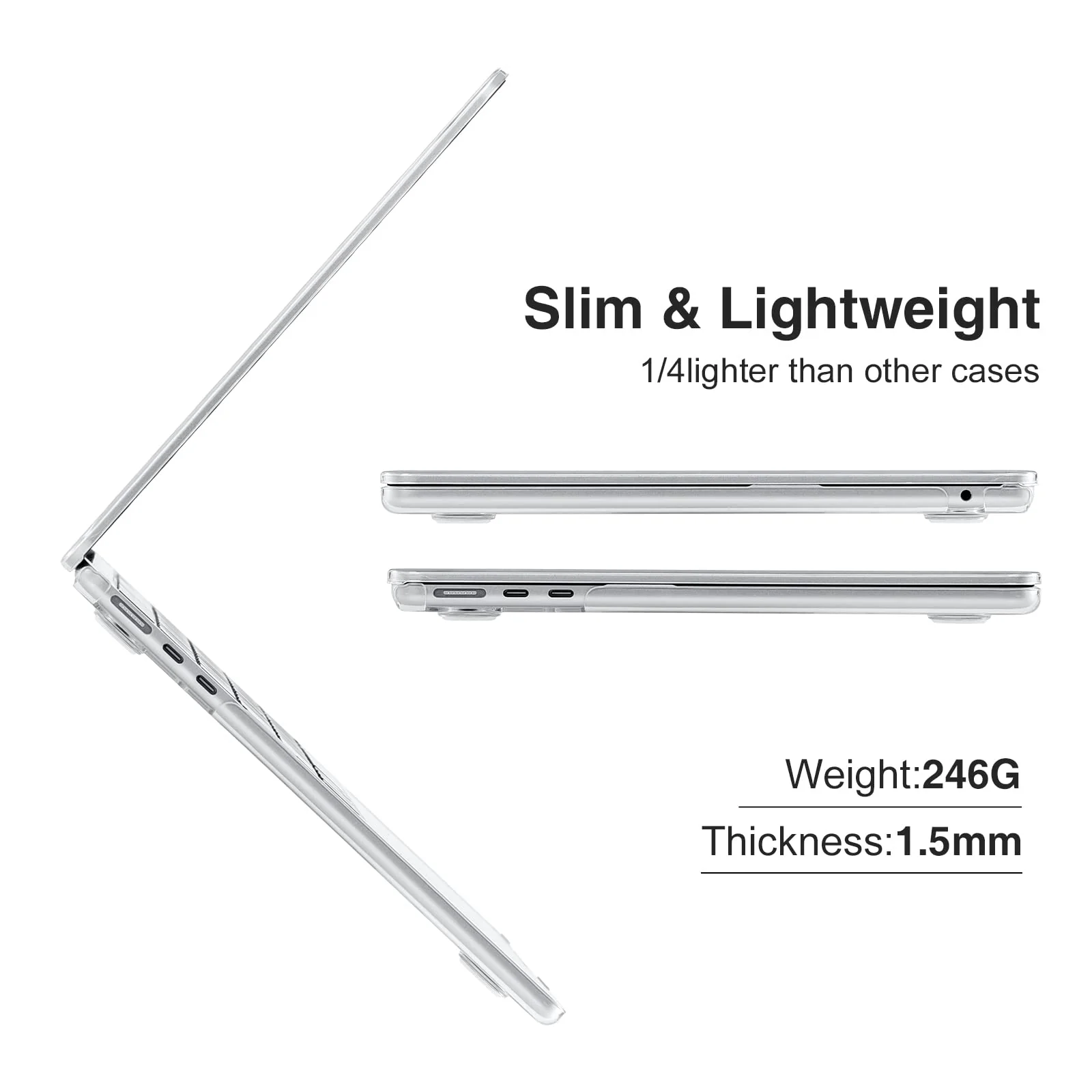 EooCoo Case Compatible with MacBook Air 13 inch 2024 2023 2022 M3 A3113 A2681 M2, [High Clear Restores Official Color Classic Hard Case] [with Keyboard Cover] Crystal Clear Crystal Transparent - Image 3