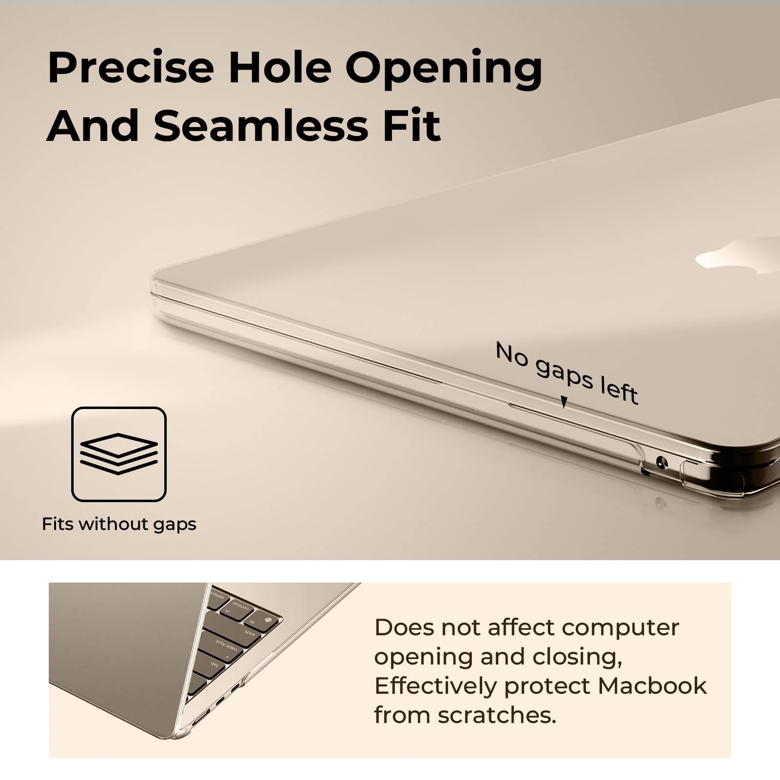 EooCoo Case Compatible with MacBook Air 13 inch 2024 2023 2022 M3 A3113 A2681 M2, [High Clear Restores Starlight Plastic Hard Shell Case] [with Keyboard Cover & Screen Protector] Crystal Starlight - Image 3