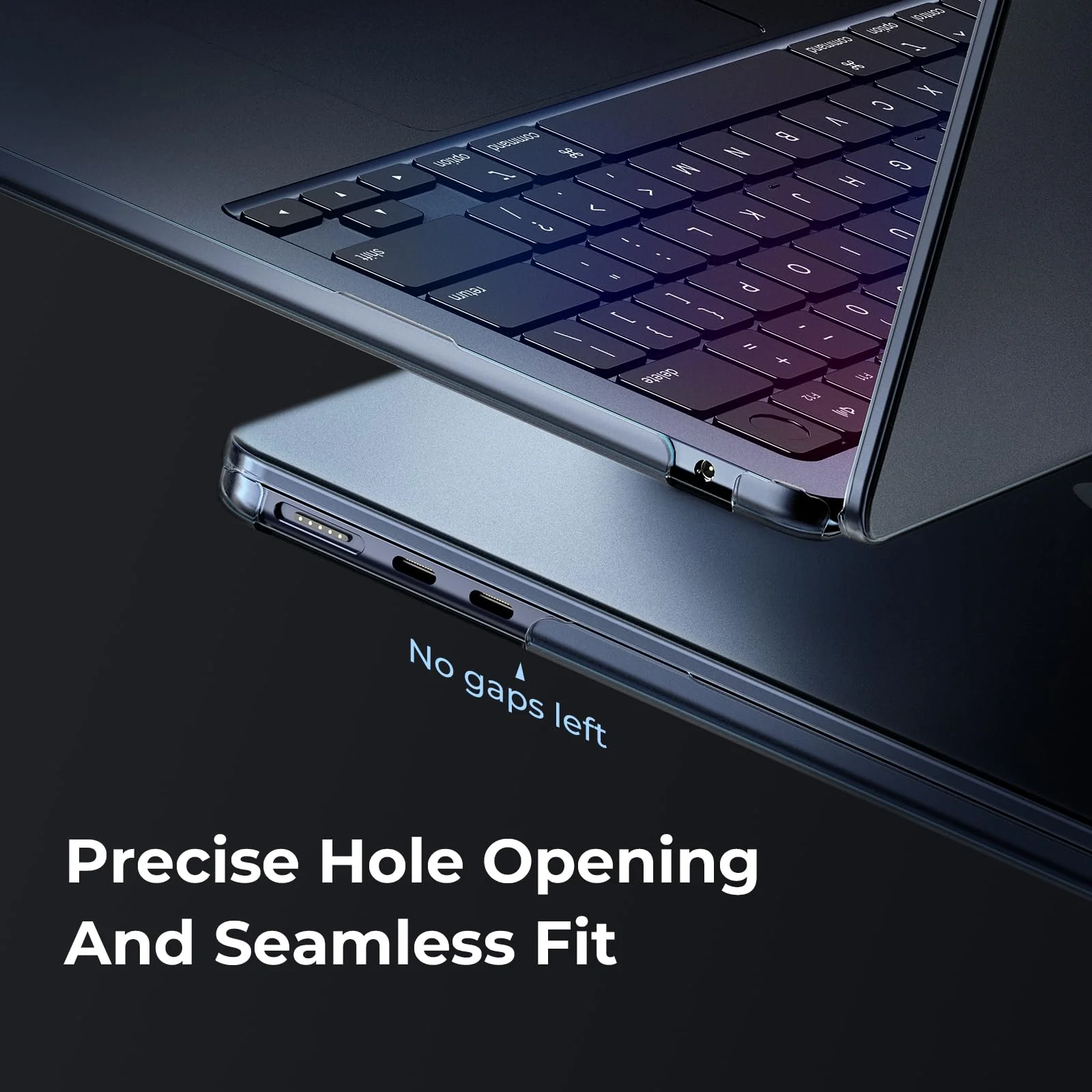 EooCoo [Ultra Thin Armor] Compatible with 2024-2022 MacBook Air 13 inch M3 M2 A3113 A2681, [100% Match Midnight] [Anti-Fingerprint], Air 13.6" Matte Protective Hard Case&Keyboard Skin, Midnight Clear - Image 5